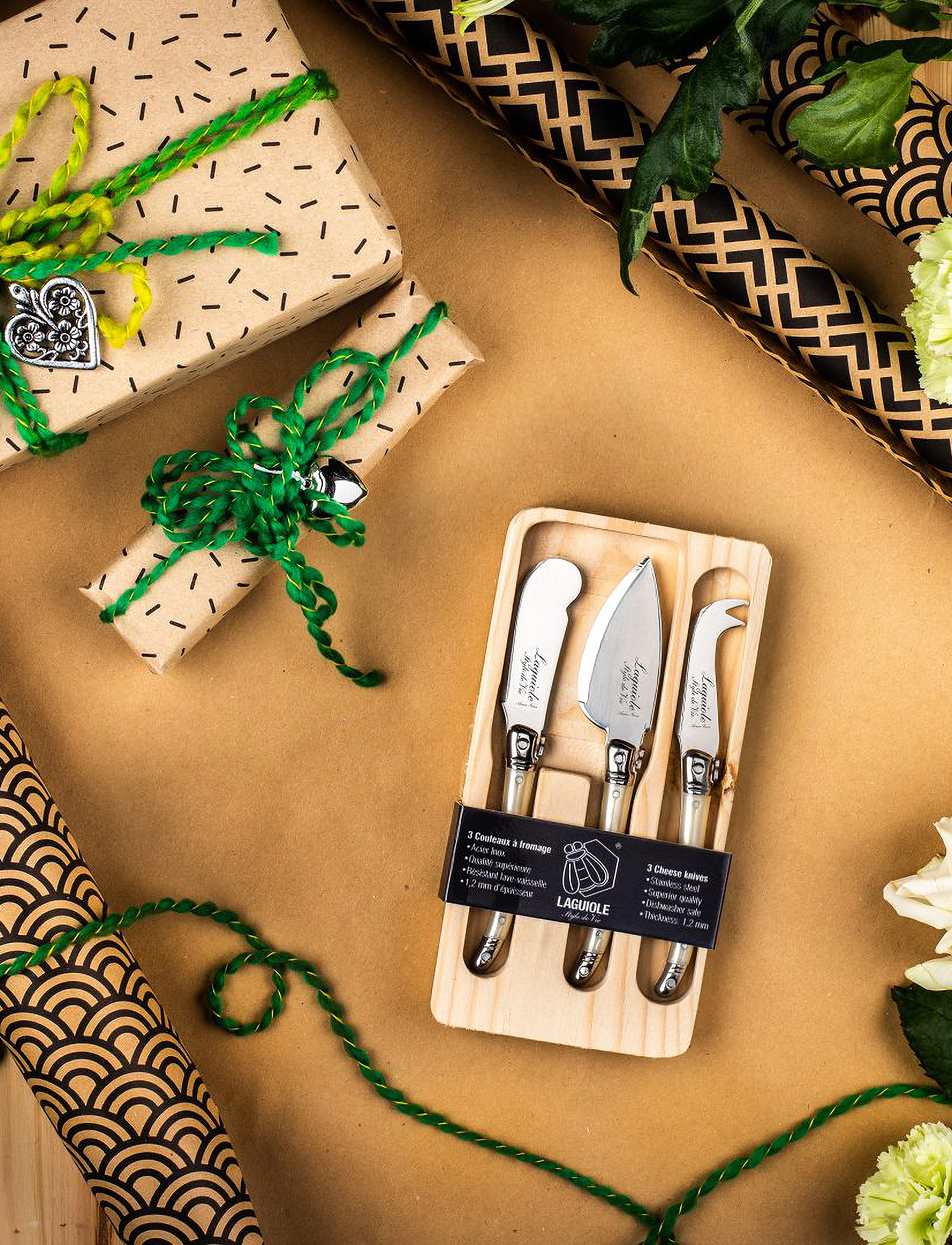 Laguiole Style de Vie - Cheese knives Laguiole  SET 3 - osteknive - pearl - 2
