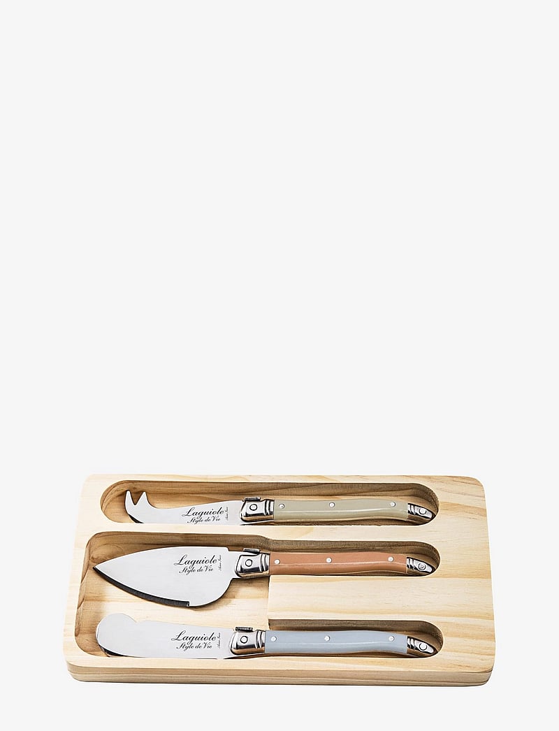 Laguiole Style de Vie - Cheese knives Laguiole SET 3 - ostahnífar - pearl/brown/grey - 0