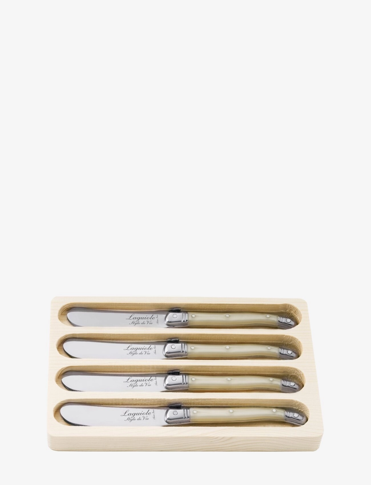 Laguiole Style de Vie Smørkniv Laguiole Set 4, Butter Kniv, Creme, Str: L6.5CM