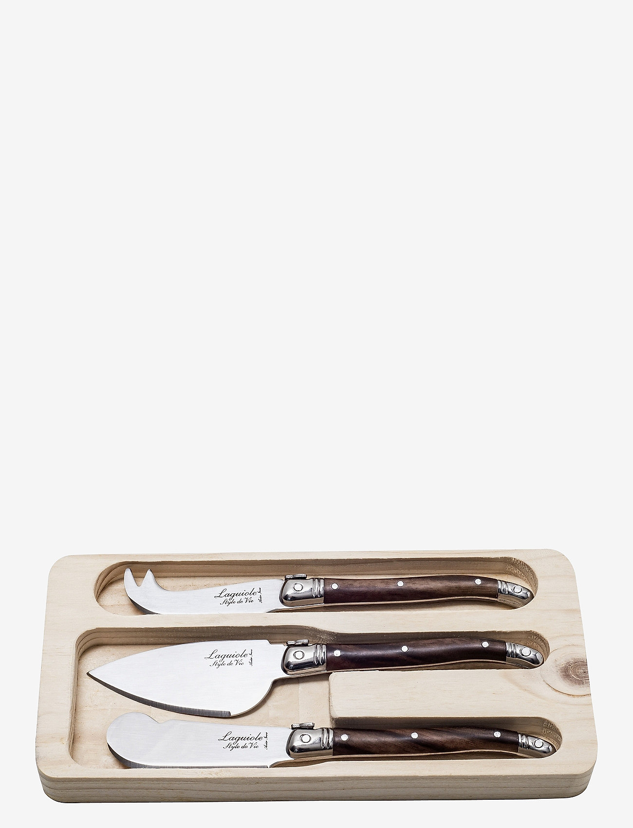 Laguiole Style de Vie - Cheese knives 3-pack - osteknive - steel/wood - 0