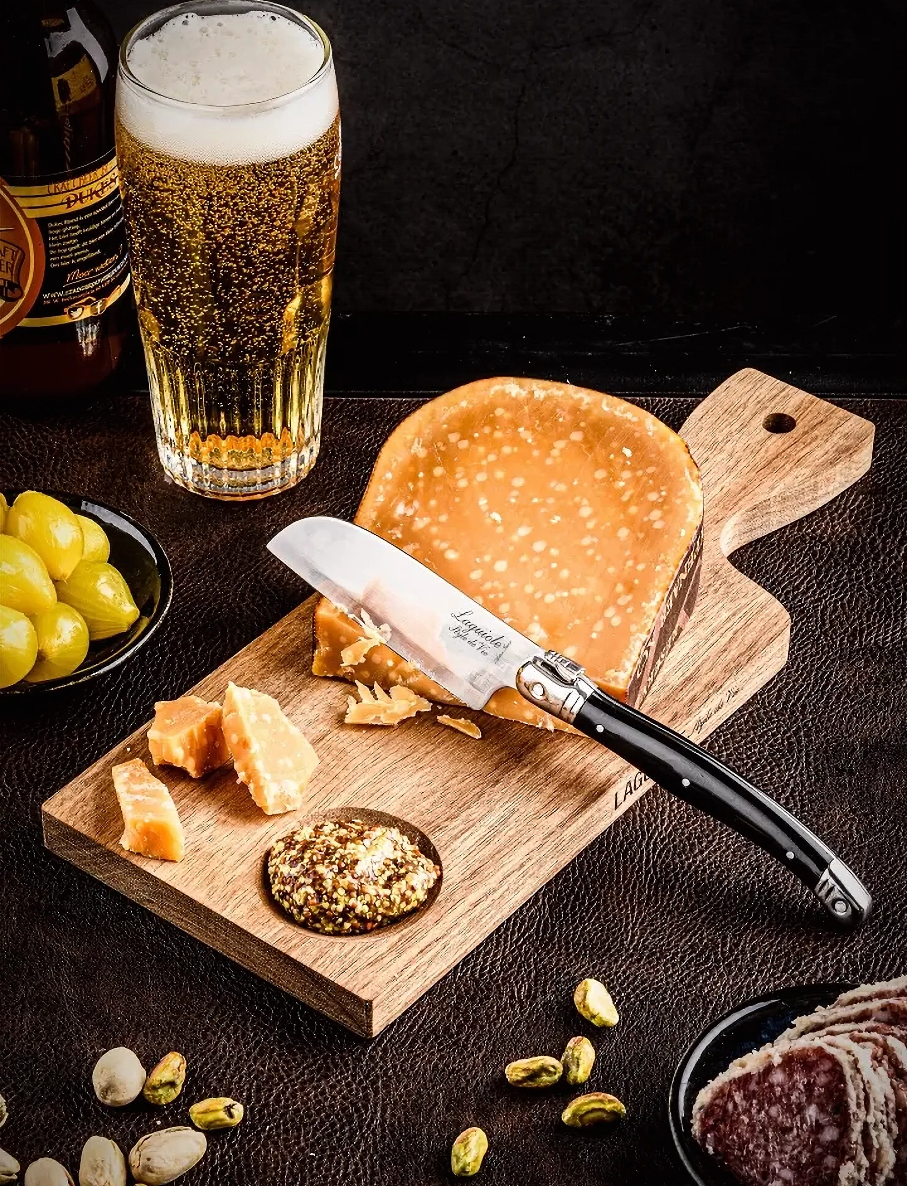 Laguiole Style de Vie Cutting Board And Oisterknife Santoku, 12X30X8 cm, Kitchen Tools, Braun - Boards, Homeware