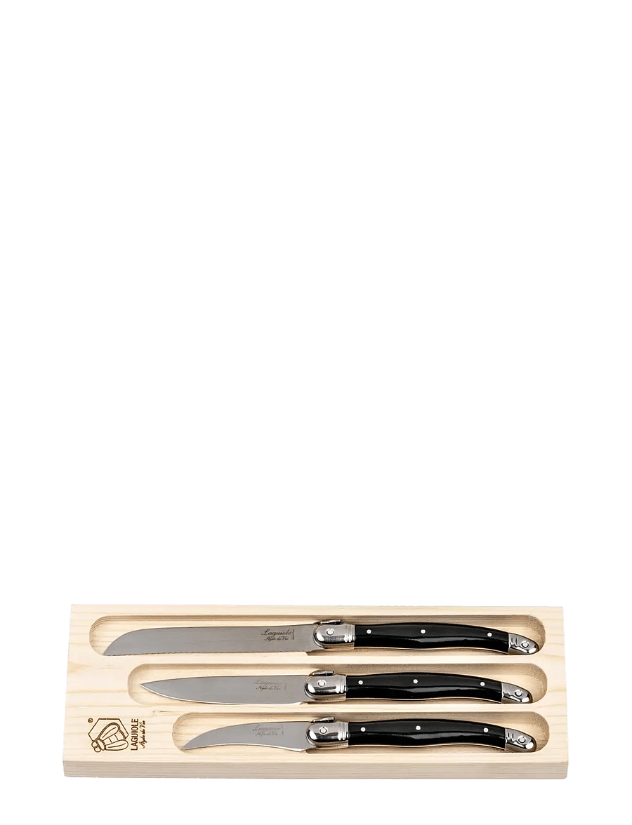 Laguiole Style de Vie - Kitchen knives 1012 SET 3 Laguiole - noad - black - 1