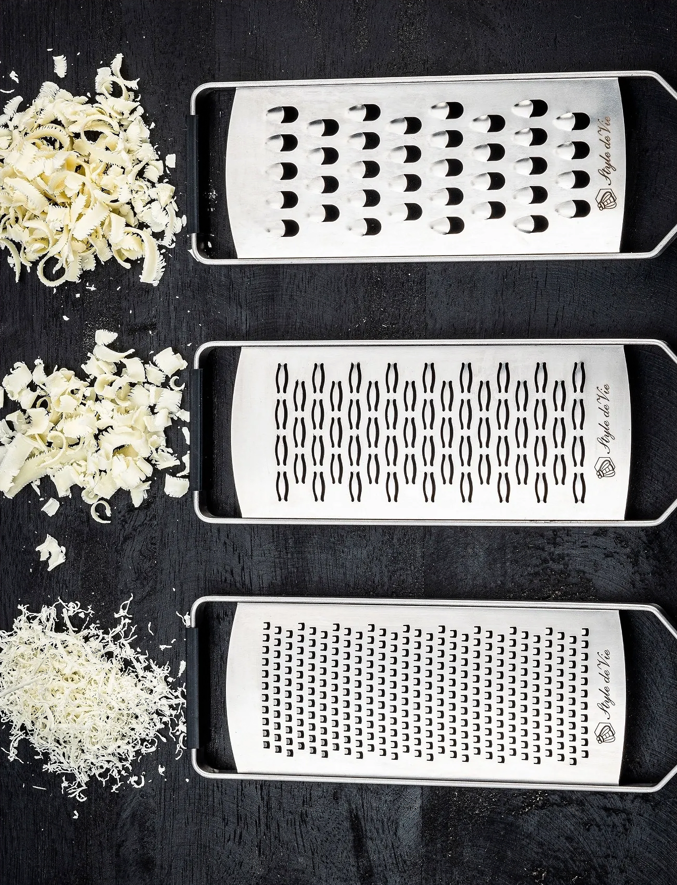 Laguiole Style de Vie - Grater 3 pcs 1012 SET Laguiole - rifjárn - black - silver - 3
