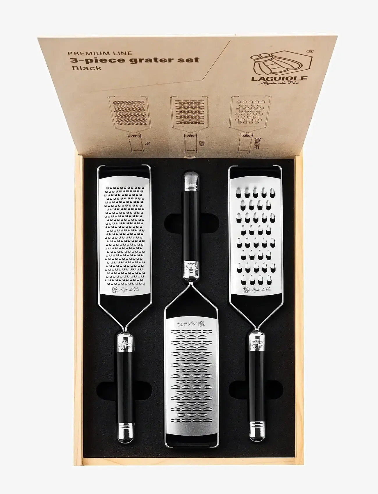 Laguiole Style de Vie - Grater 3 pcs 1012 SET Laguiole - graters - black - silver - 1