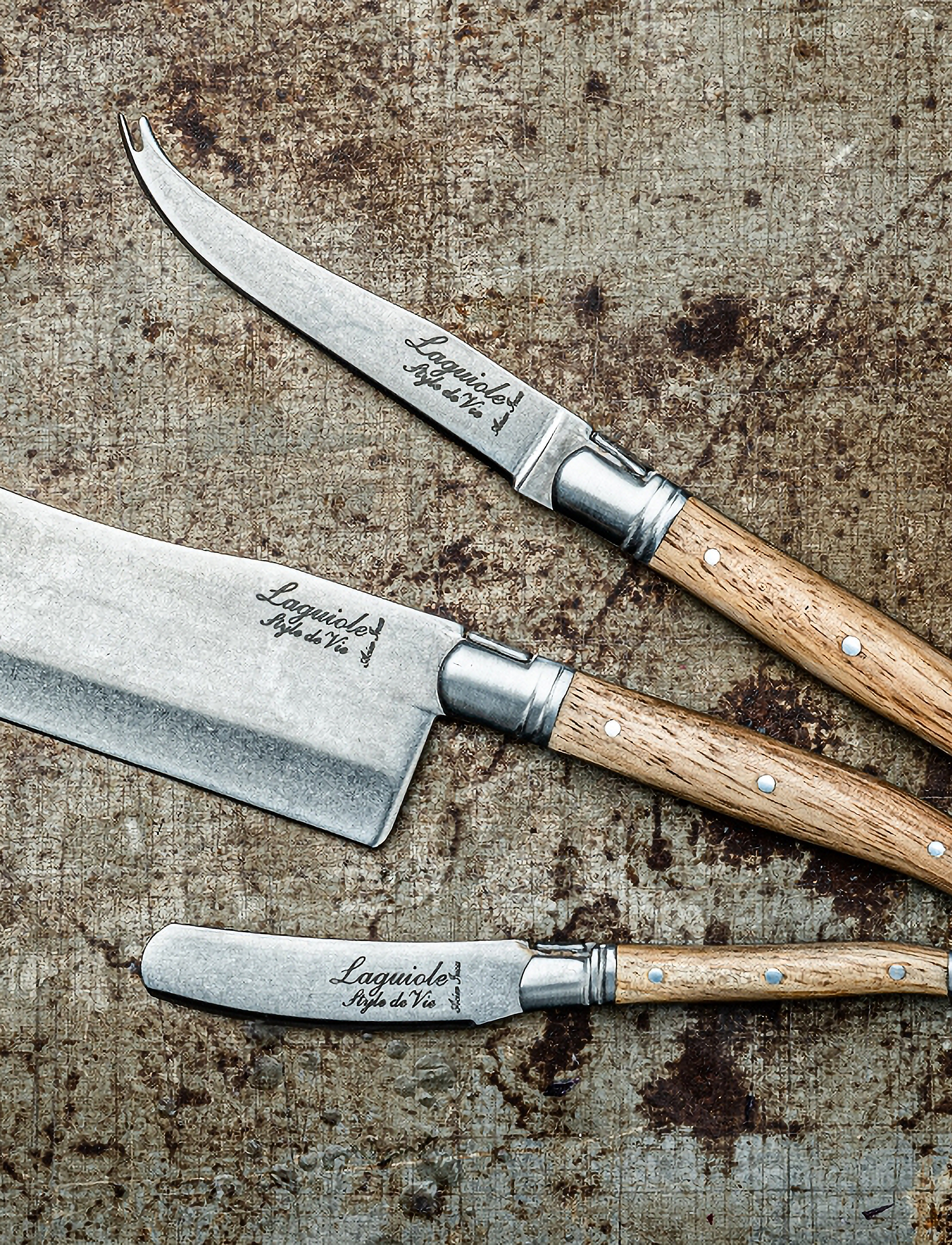 Laguiole Style de Vie Laguiole-Osteknive, 3-Delt Sæt, One Size, Brown, Bestik > Osteknive, Unisex
