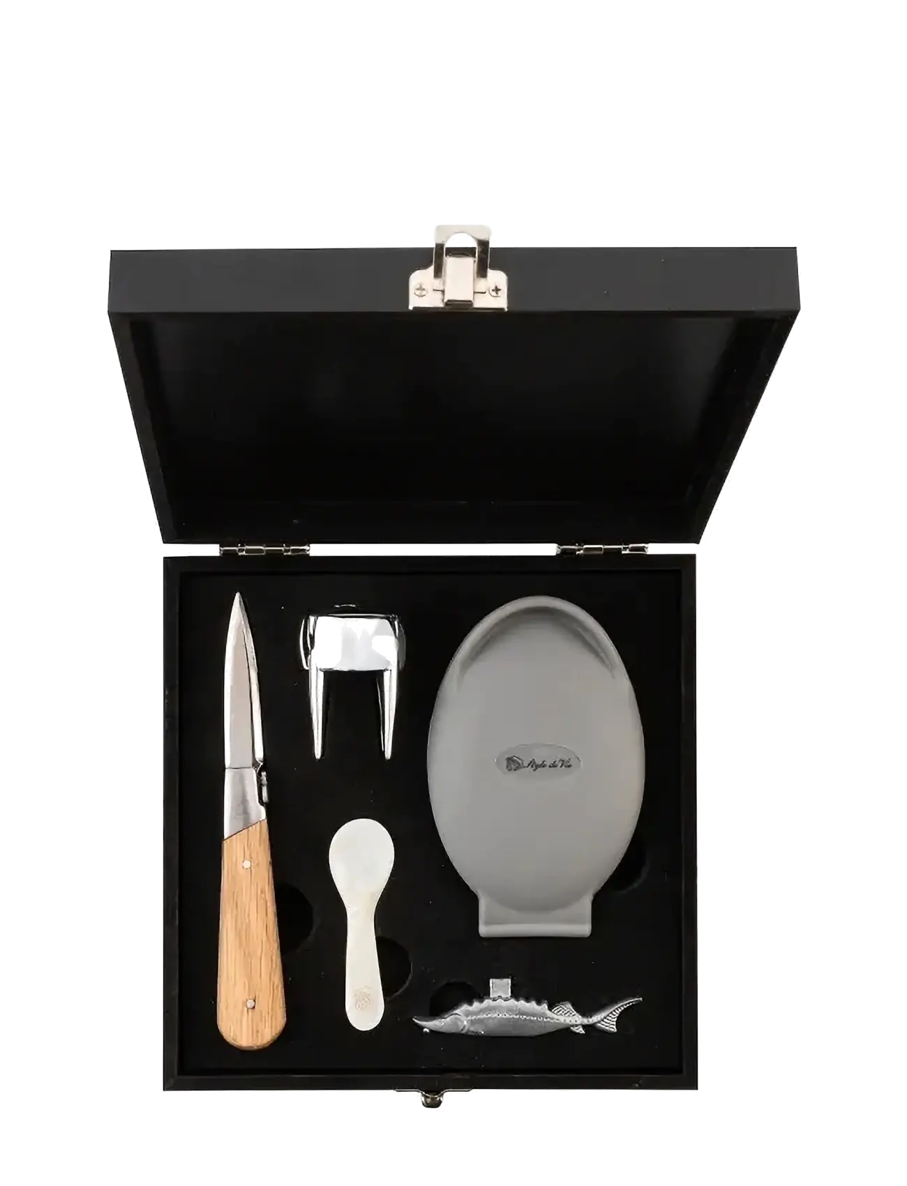 Laguiole Style de Vie Oisterknif Luxury Laguiole Oak Set, Seafood Cutlery Sæt, Brun, Str: 20X18.7X5.8CM