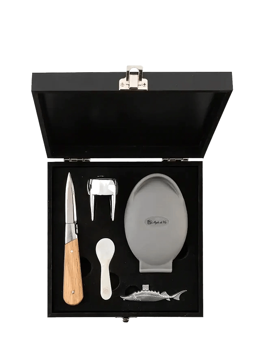 Laguiole Style de Vie - Oisterknif luxury Laguiole Oak SET - meeresfrüchte-besteck-sets - oak wood - black - 0