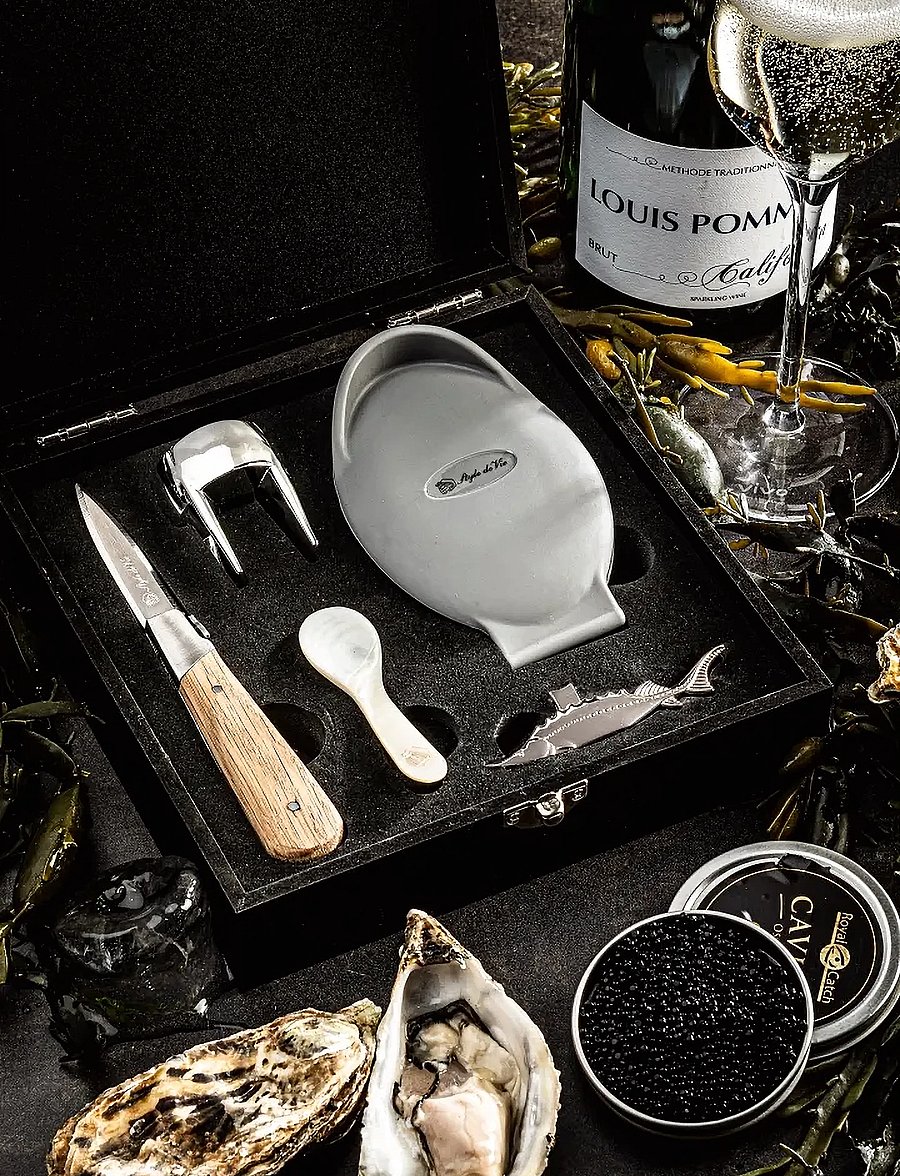 Laguiole Style de Vie - Oisterknif luxury Laguiole Oak SET - meeresfrüchte-besteck-sets - oak wood - black - 1