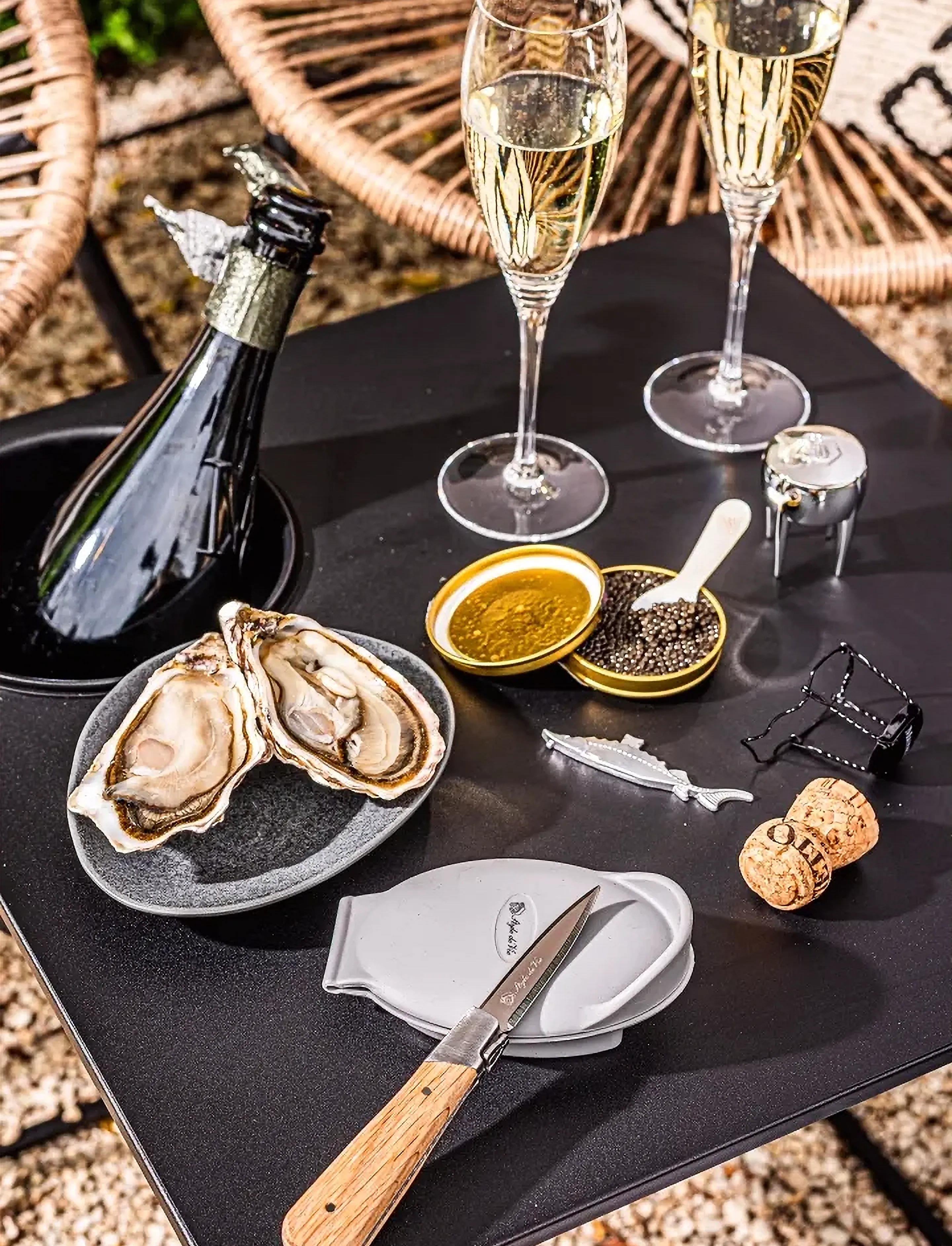 Laguiole Style de Vie - Oisterknif luxury Laguiole Oak SET - nach preis einkaufen - oak wood - black - 2
