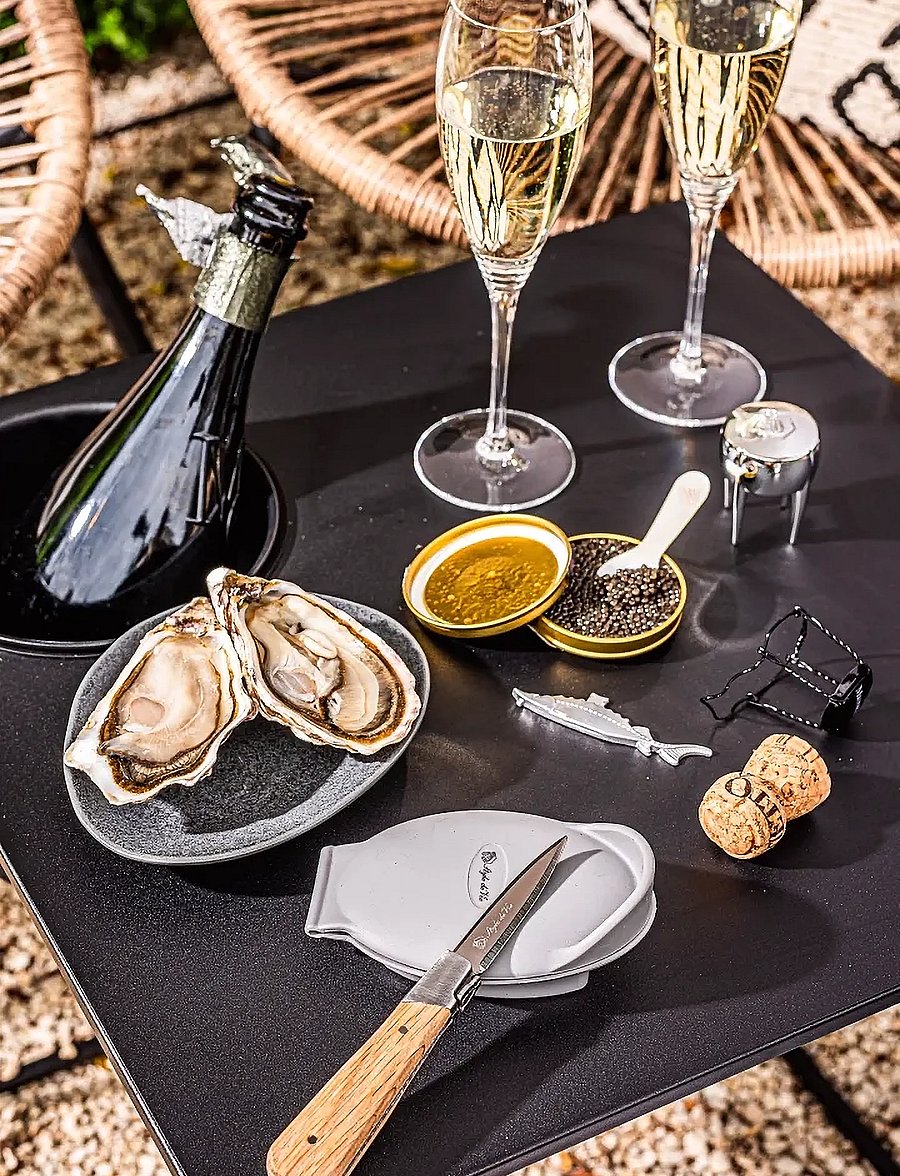 Laguiole Style de Vie - Oisterknif luxury Laguiole Oak SET - meeresfrüchte-besteck-sets - oak wood - black - 2