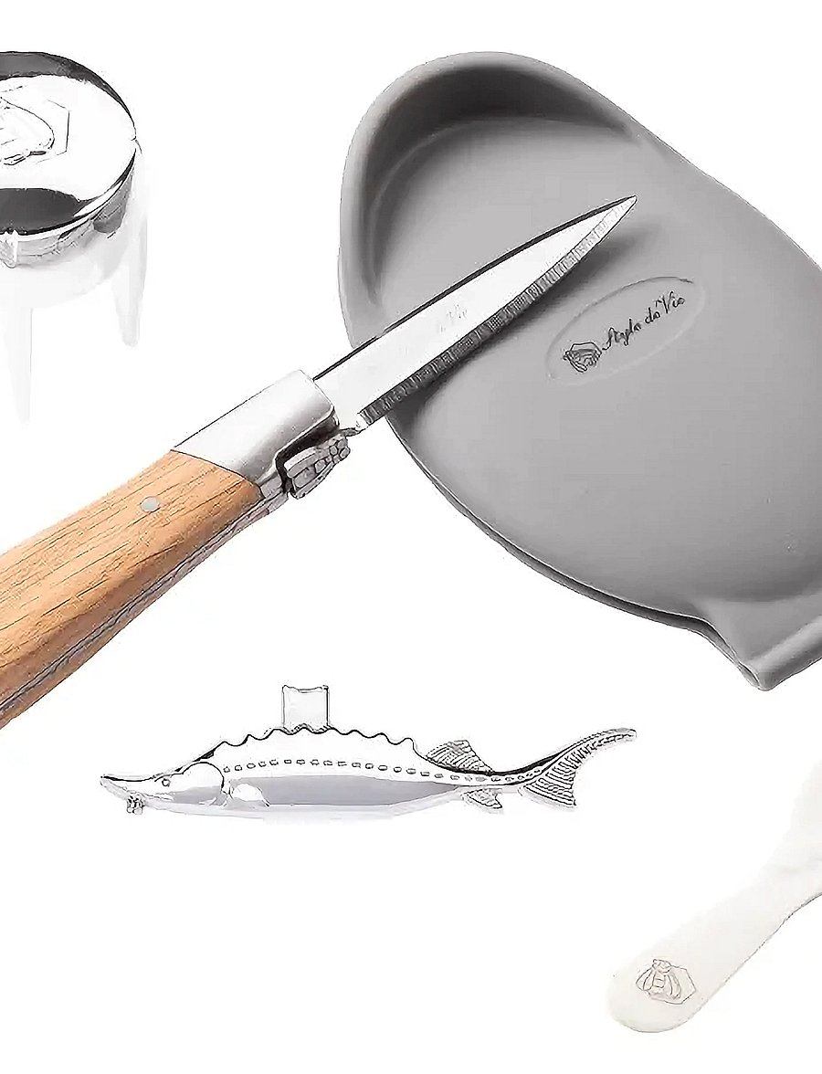 Laguiole Style de Vie - Oisterknif luxury Laguiole Oak SET - meeresfrüchte-besteck-sets - oak wood - black - 4