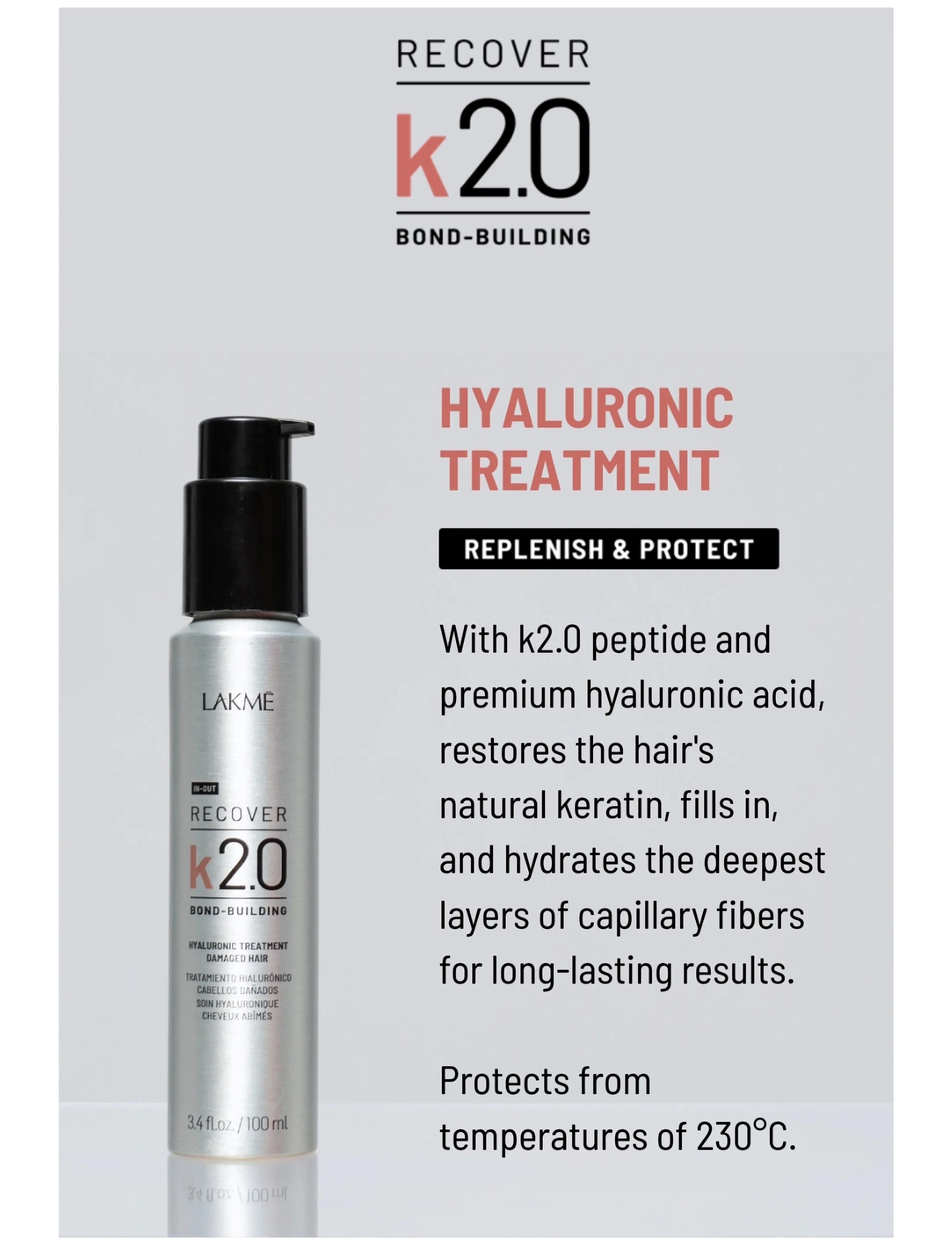 Lakmé - K2.0 Hyaluronic Treatment 100 ml - hårkur - clear - 2