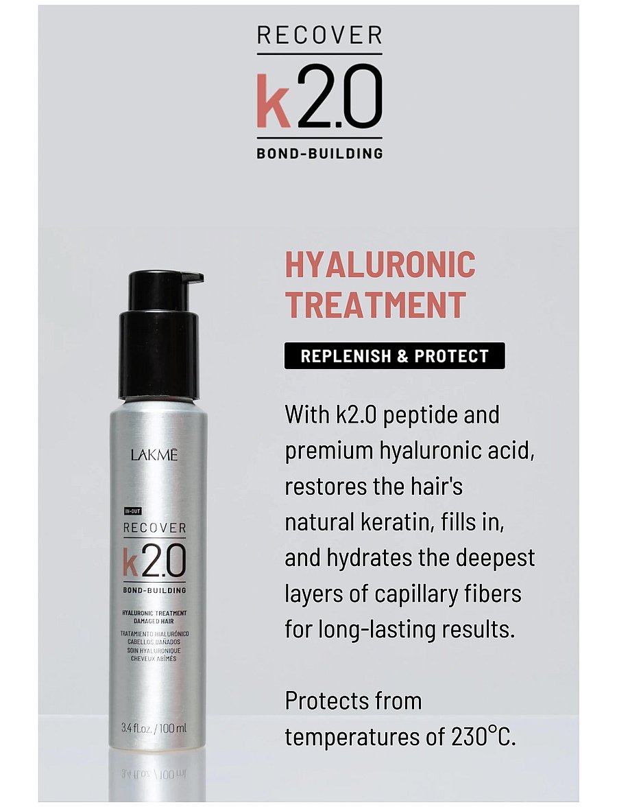 Lakmé - K2.0 Hyaluronic Treatment 100 ml - hiusten tehohoidot - clear - 2