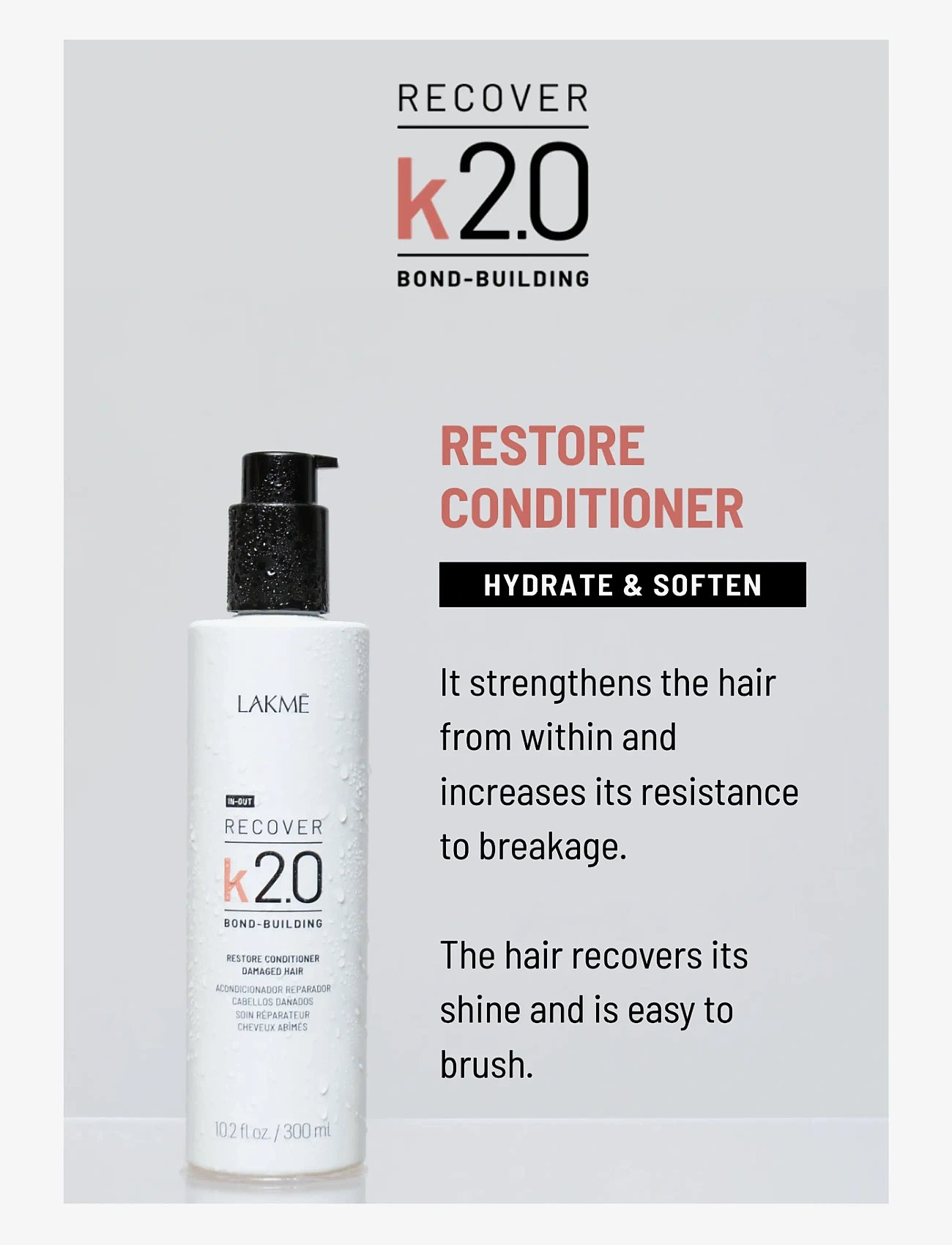 Lakmé - K2.0 Restore Conditioner 300 ml - hårpleje - clear - 1
