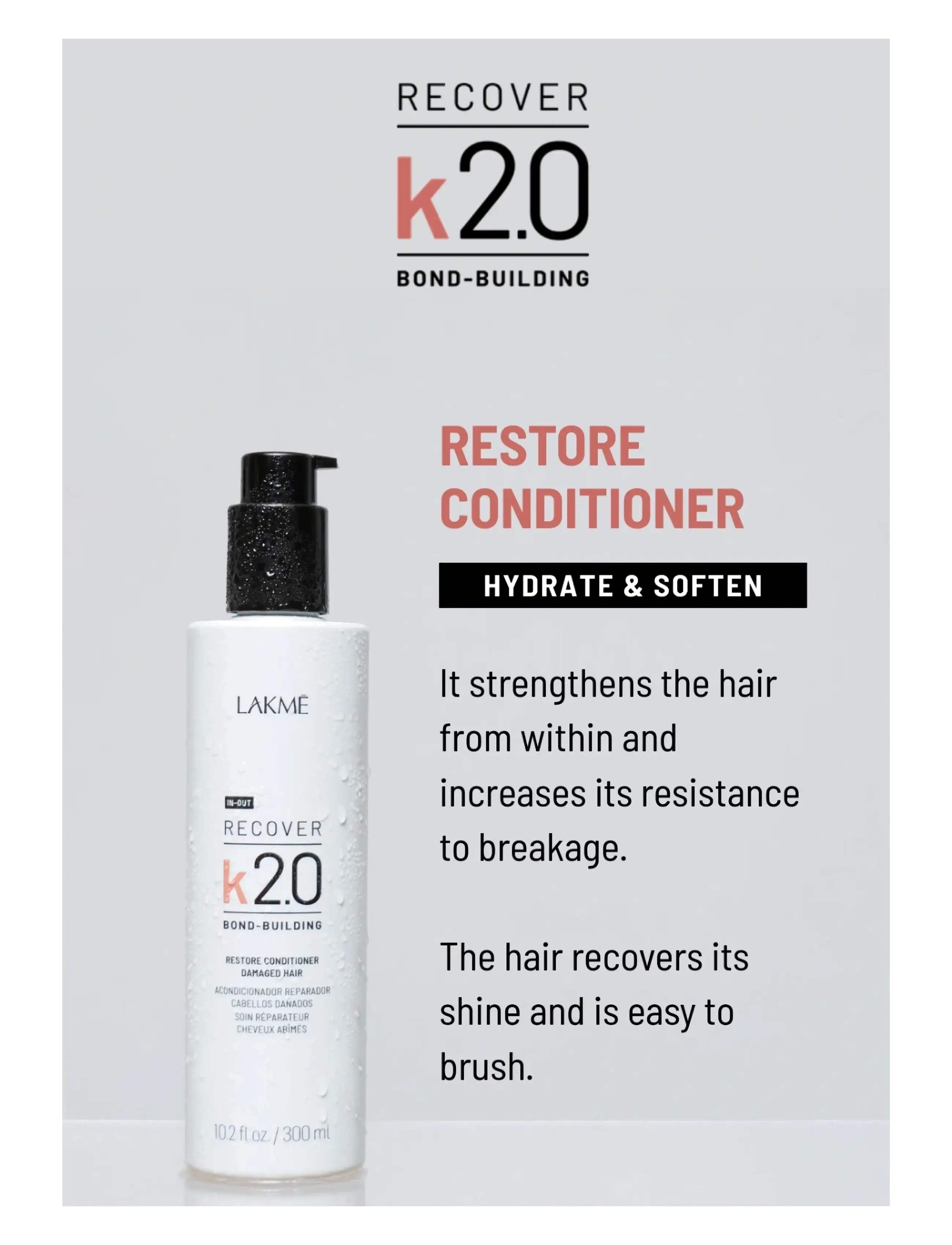 Lakmé - K2.0 Restore Conditioner 300 ml - hårpleje - clear - 1
