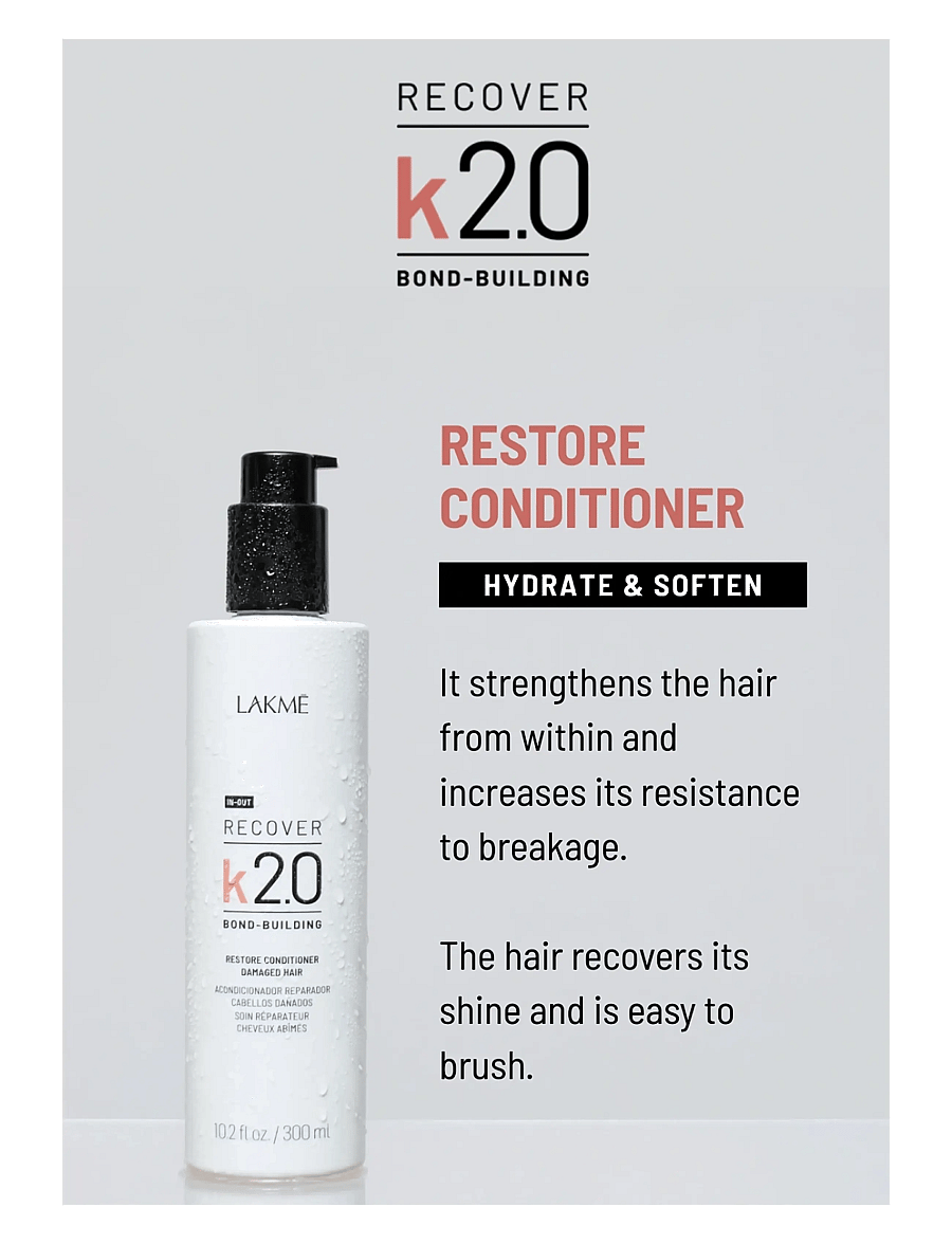 Lakmé - K2.0 Restore Conditioner 300 ml - hoitoaineet - clear - 1
