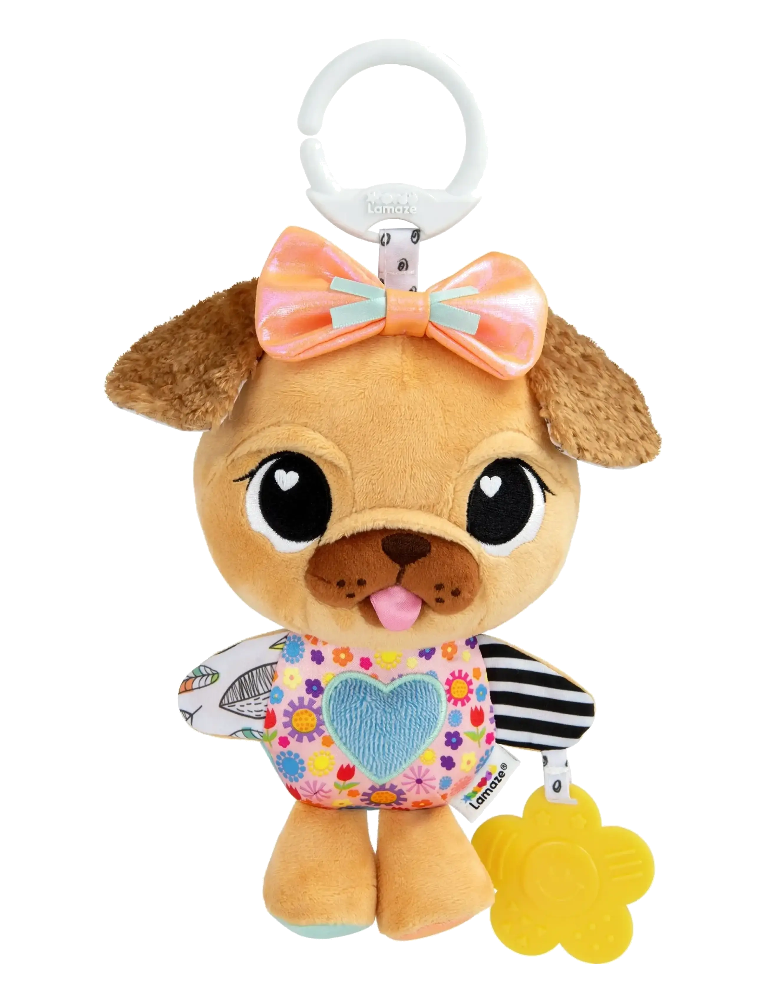 Lamaze Lovey The Pug Clip & Go, Børn, Mops Aktivitetslegetøj Med Klips, Multi/mønstret, Str: ONE SIZE
