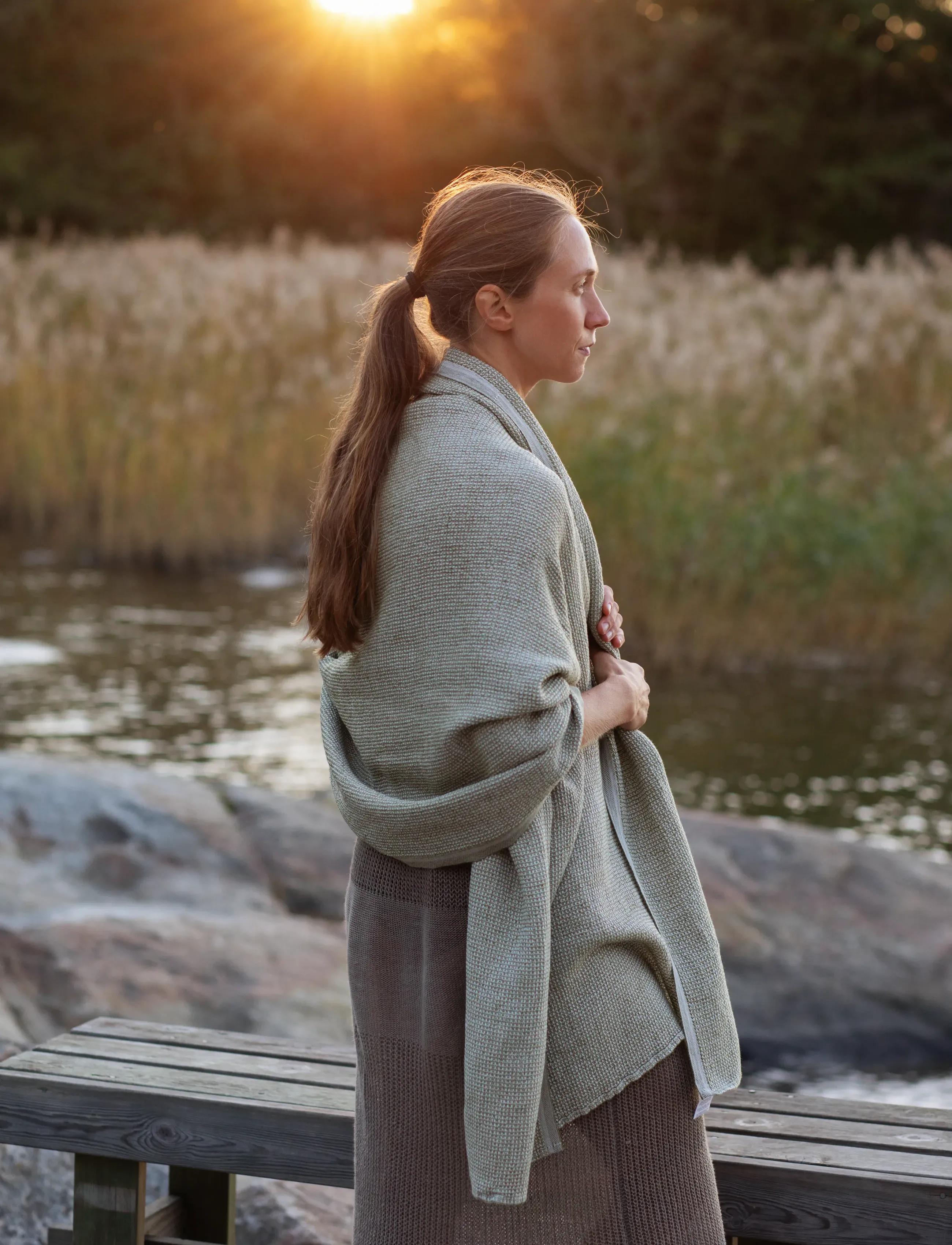 Lapuan Kankurit - TERVA strandhåndklæde - saunahåndklæder - white-olive - 0