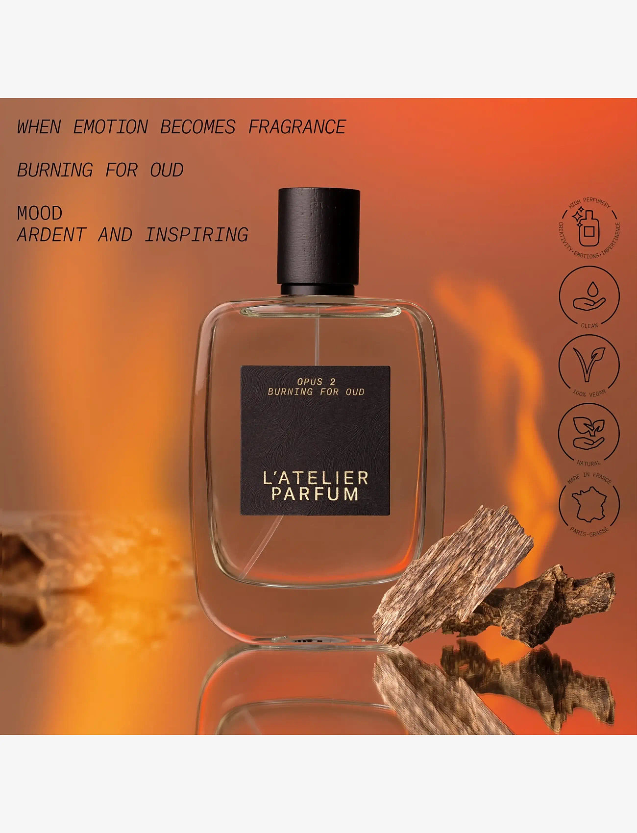 L'atelier Parfum - EDP BURNING FOR OUD 100ML - till honom  - clear - 2