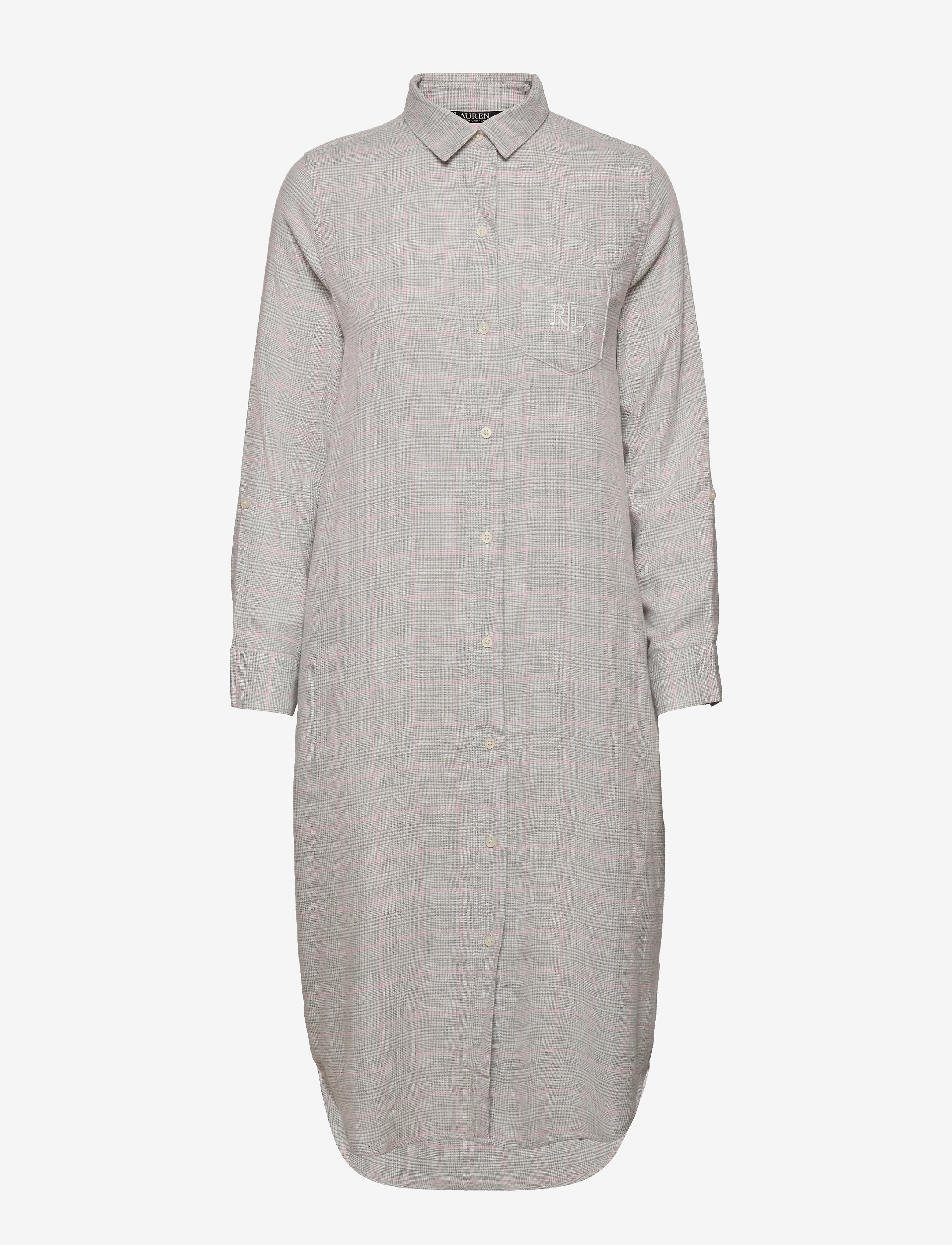 Lauren Ralph Lauren Homewear LRL L/S ROLL TAB HIS SHIRT BALLET SLEEPS GREY PLAID - Pesu - GREY PLAID / grey