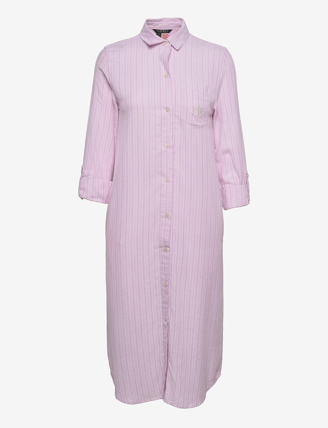 Lauren Ralph Lauren Homewear - LRL L/S ROLL TAB HIS SHIRT BALLET SLEEPS GREY PLAID - Överdelar - pink stripe - 0