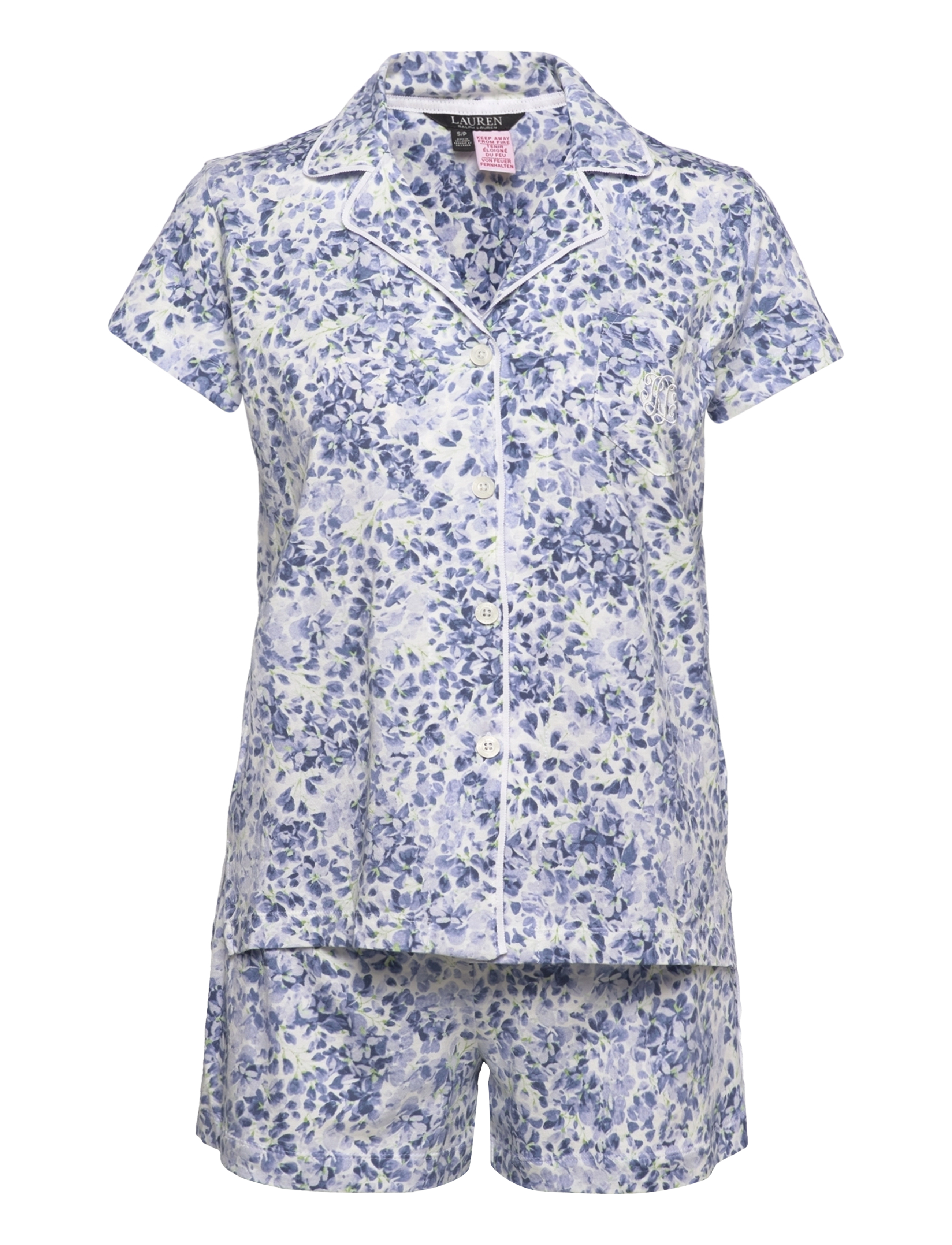 LRL S/S NOTCH COLLAR BOXER PJ SET - BLUE FLORAL