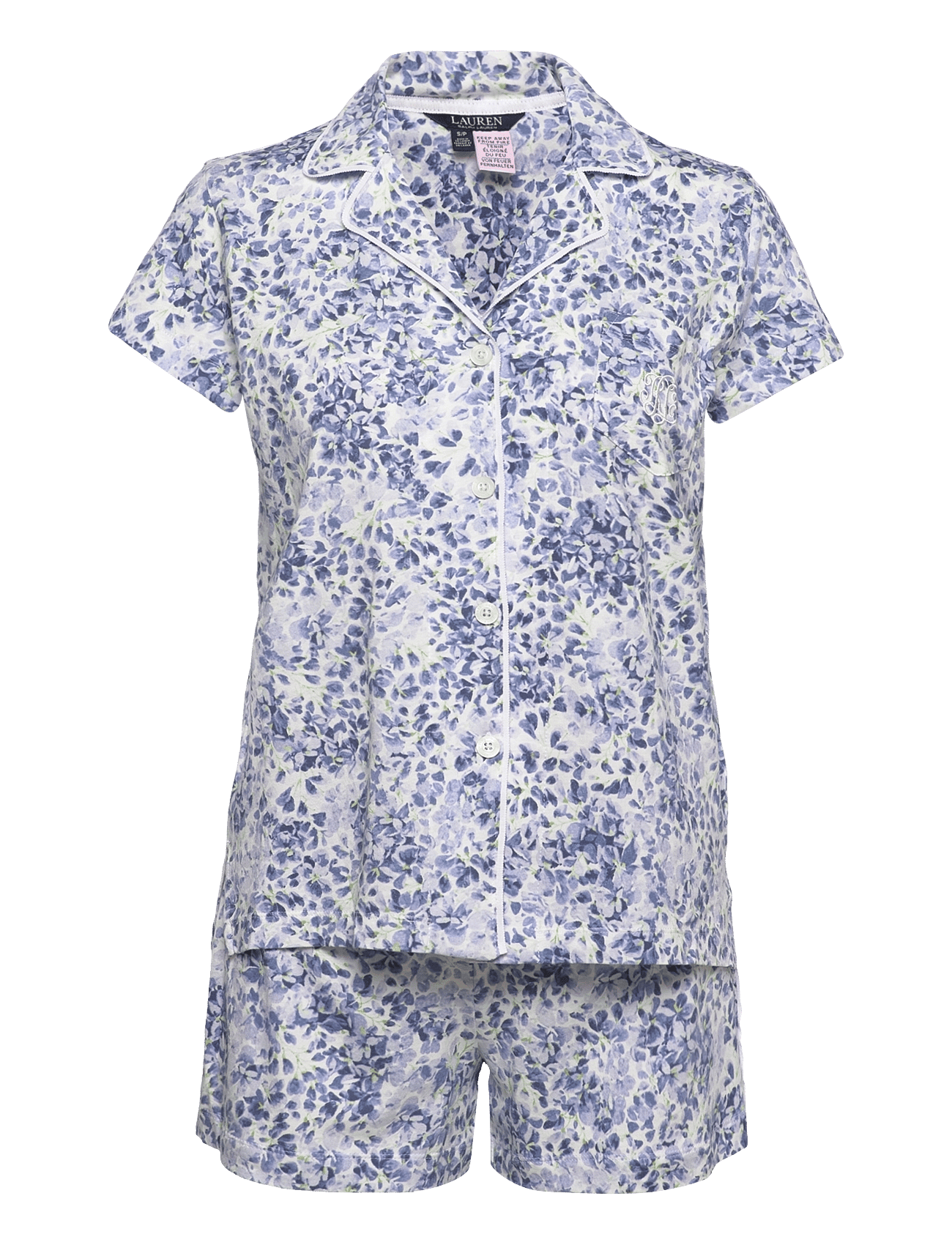 LRL S/S NOTCH COLLAR BOXER PJ SET - BLUE FLORAL