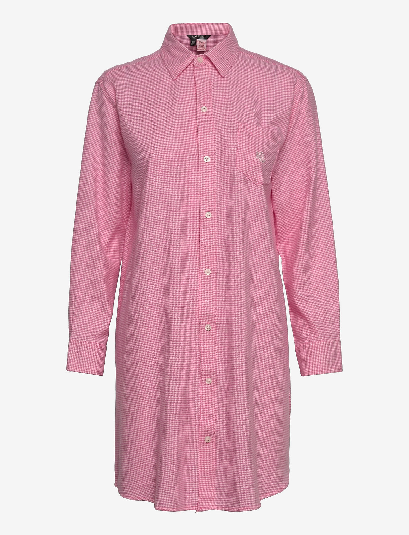 Lauren Ralph Lauren Homewear - LRL 3/4 RUFFLE SL. BUTTON SLEEPSHIRT - pink check - 0