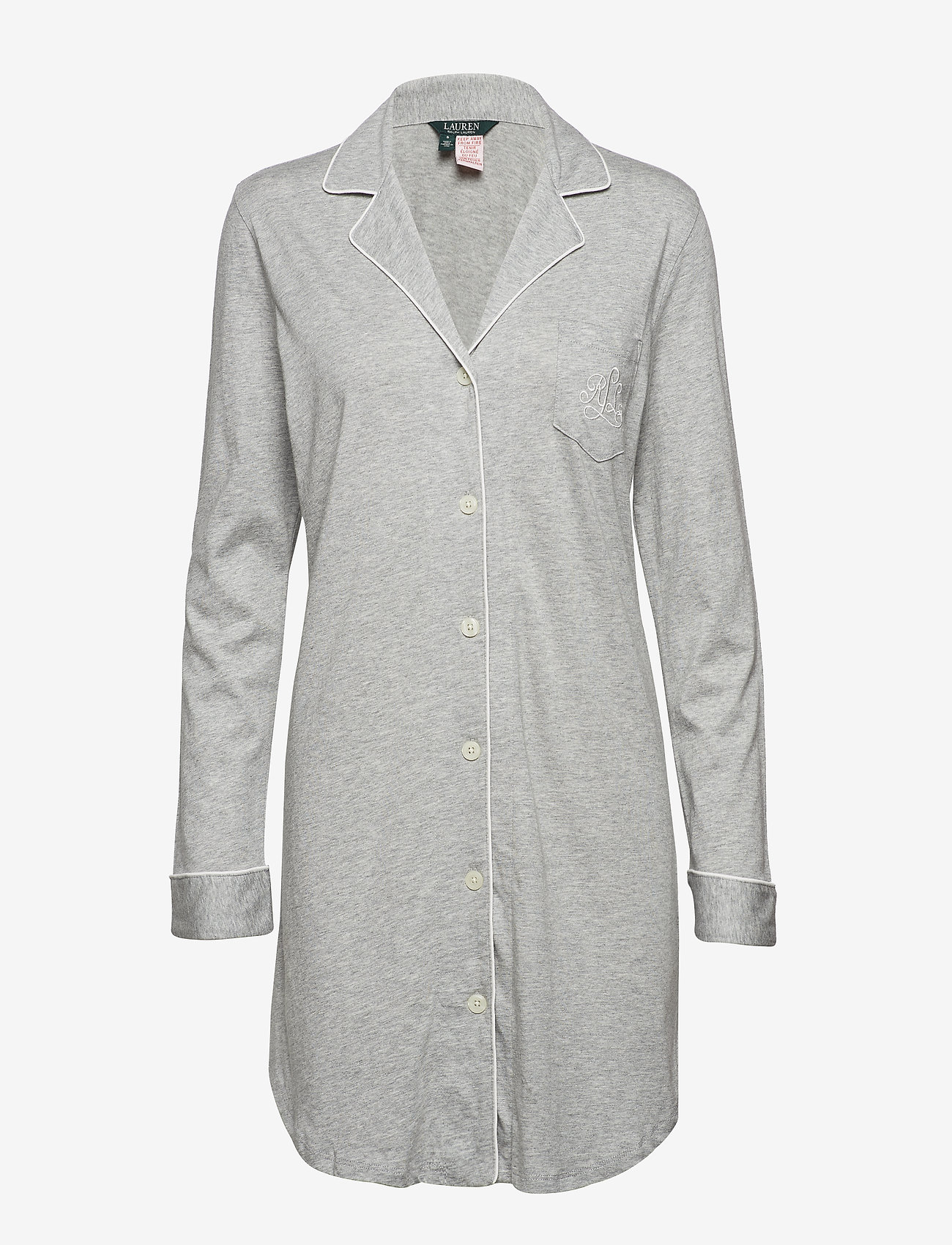 Lauren Ralph Lauren Homewear LRL HAMMOND KNIT COLLAR SLEEPSHIRT GREY HEATHER -  - GREY HEATHER / grey