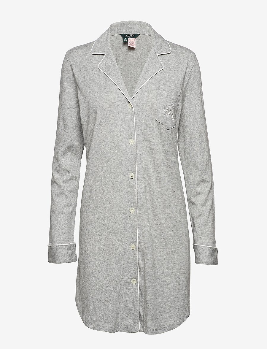 Lauren Ralph Lauren Homewear - LRL HAMMOND KNIT COLLAR SLEEPSHIRT - Öösärgid - grey heather - 1