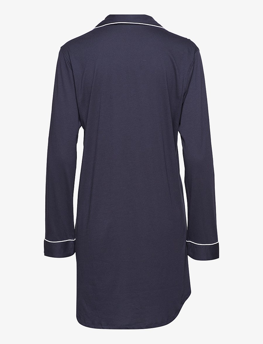 Lauren Ralph Lauren Homewear - LRL HAMMOND KNIT COLLAR SLEEPSHIRT GREY HEATHER - nattlinnen - navy windsor - 2