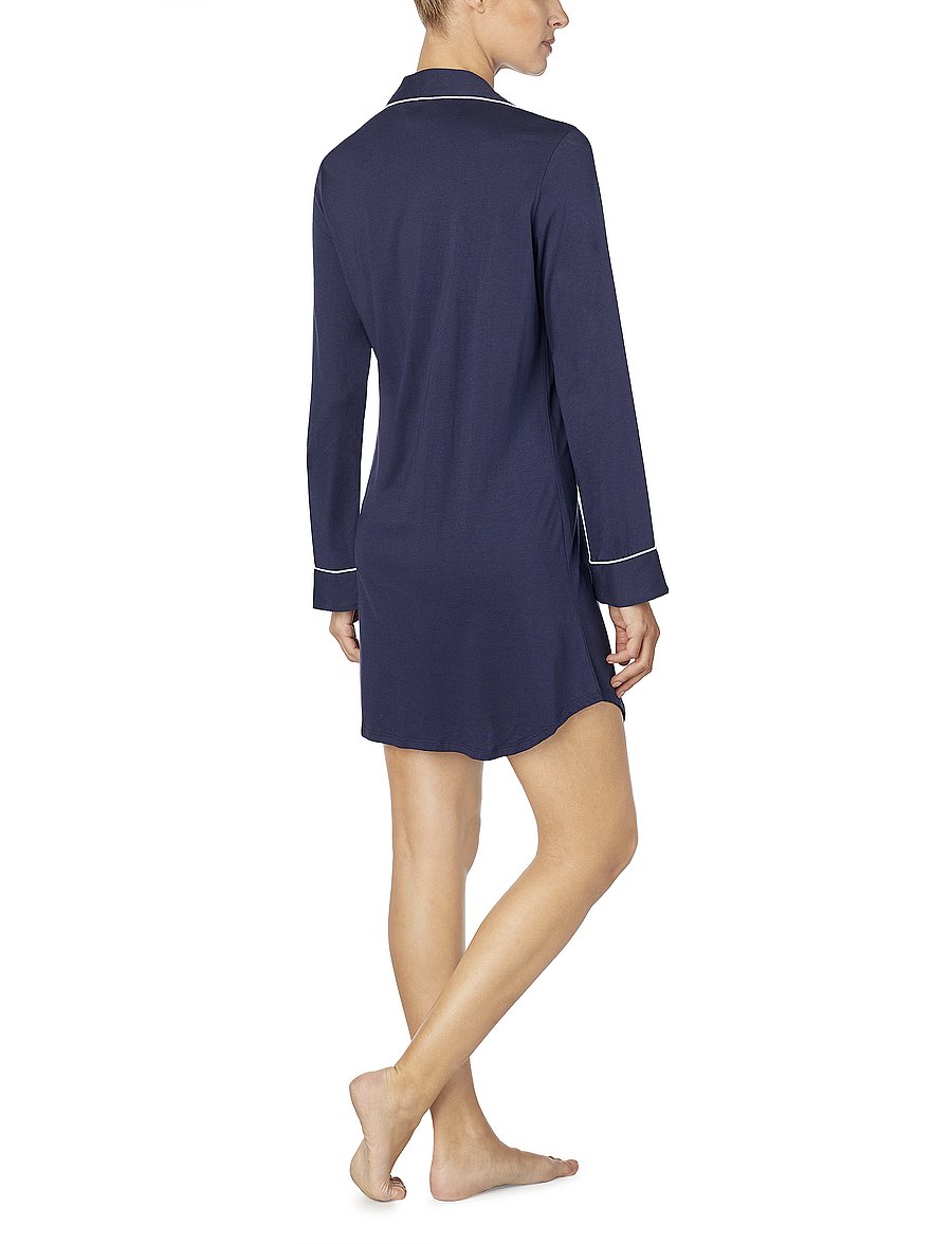 Lauren Ralph Lauren Homewear - LRL HAMMOND KNIT COLLAR SLEEPSHIRT GREY HEATHER - nattlinnen - navy windsor - 3