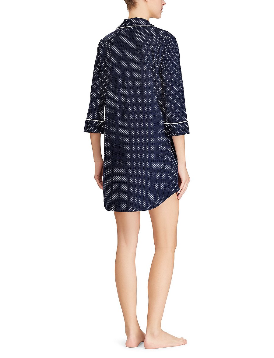 Lauren Ralph Lauren Homewear - LRL HERITAGE 3/4 SL CLASSIC NOTCH SLEEPS - nachthemden - windsor navy/white dot - 3