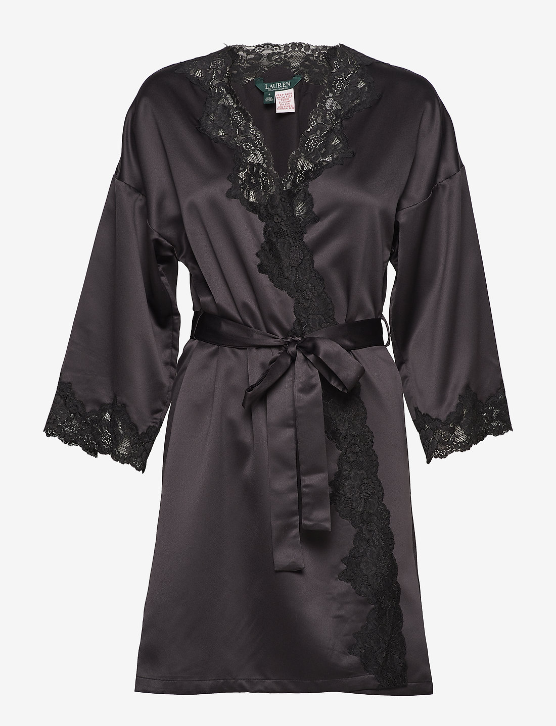 Lauren Ralph Lauren Homewear - LRL SIGNATURE LACE KIMONO ROBE 97 CM - bluser & skjorter - black - 1