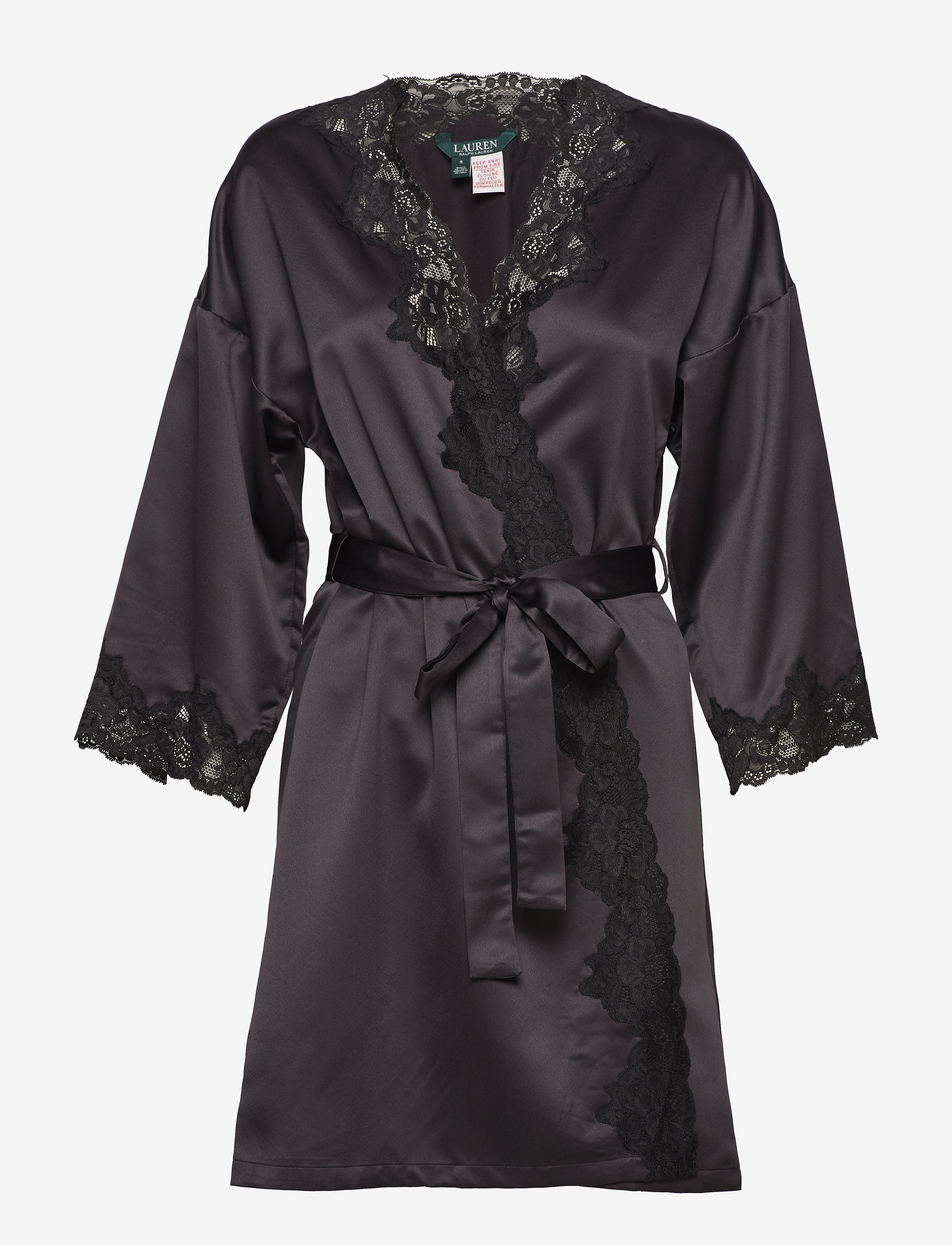 LRL SIGNATURE LACE KIMONO ROBE 97 CM - BLACK