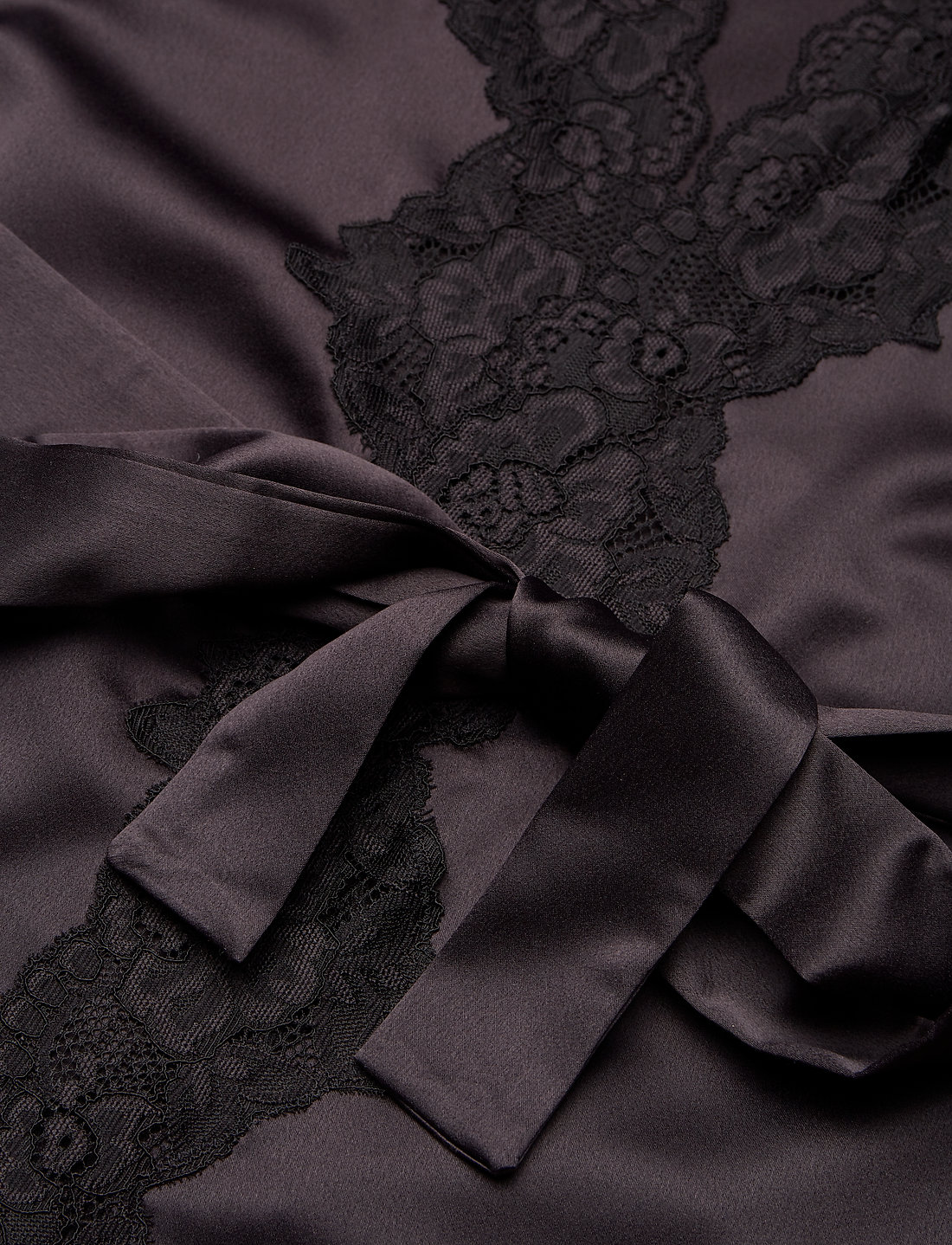 Lauren Ralph Lauren Homewear - LRL SIGNATURE LACE KIMONO ROBE 97 CM - bluser & skjorter - black - 4