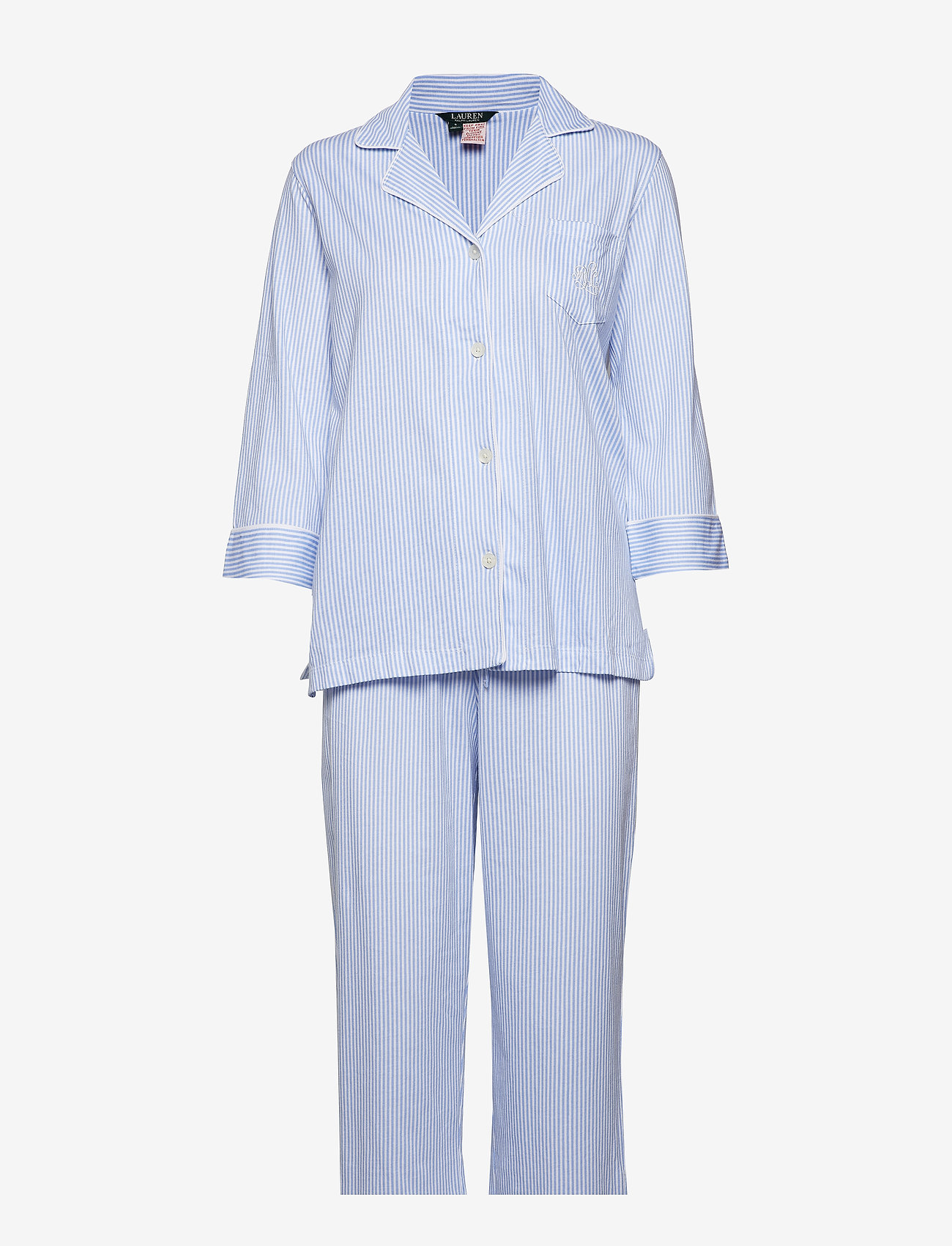 Lauren Ralph Lauren Homewear - LRL HERITAGE 3/4 SL CLASSIC NOTCH PJ SET - pidžamas - french blue/white stripe - 1