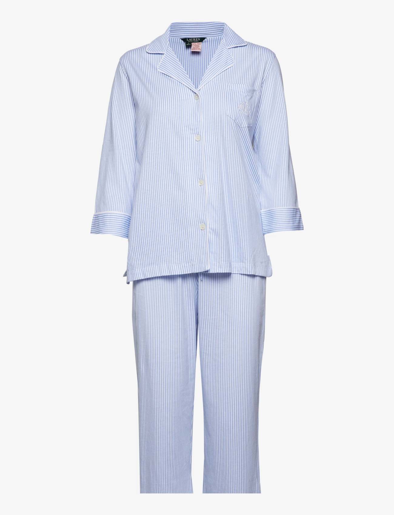 Lauren Ralph Lauren Homewear LRL HERITAGE 3/4 SL CLASSIC NOTCH PJ SET - Nyheder - FRENCH BLUE/WHITE STRIPE / blue