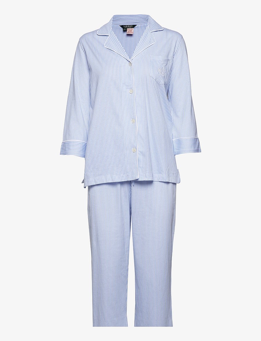 Lauren Ralph Lauren Homewear - LRL HERITAGE 3/4 SL CLASSIC NOTCH PJ SET - piżamy - french blue/white stripe - 1