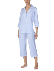Lauren Ralph Lauren Homewear - LRL HERITAGE 3/4 SL CLASSIC NOTCH PJ SET - pidžamas - french blue/white stripe - 0