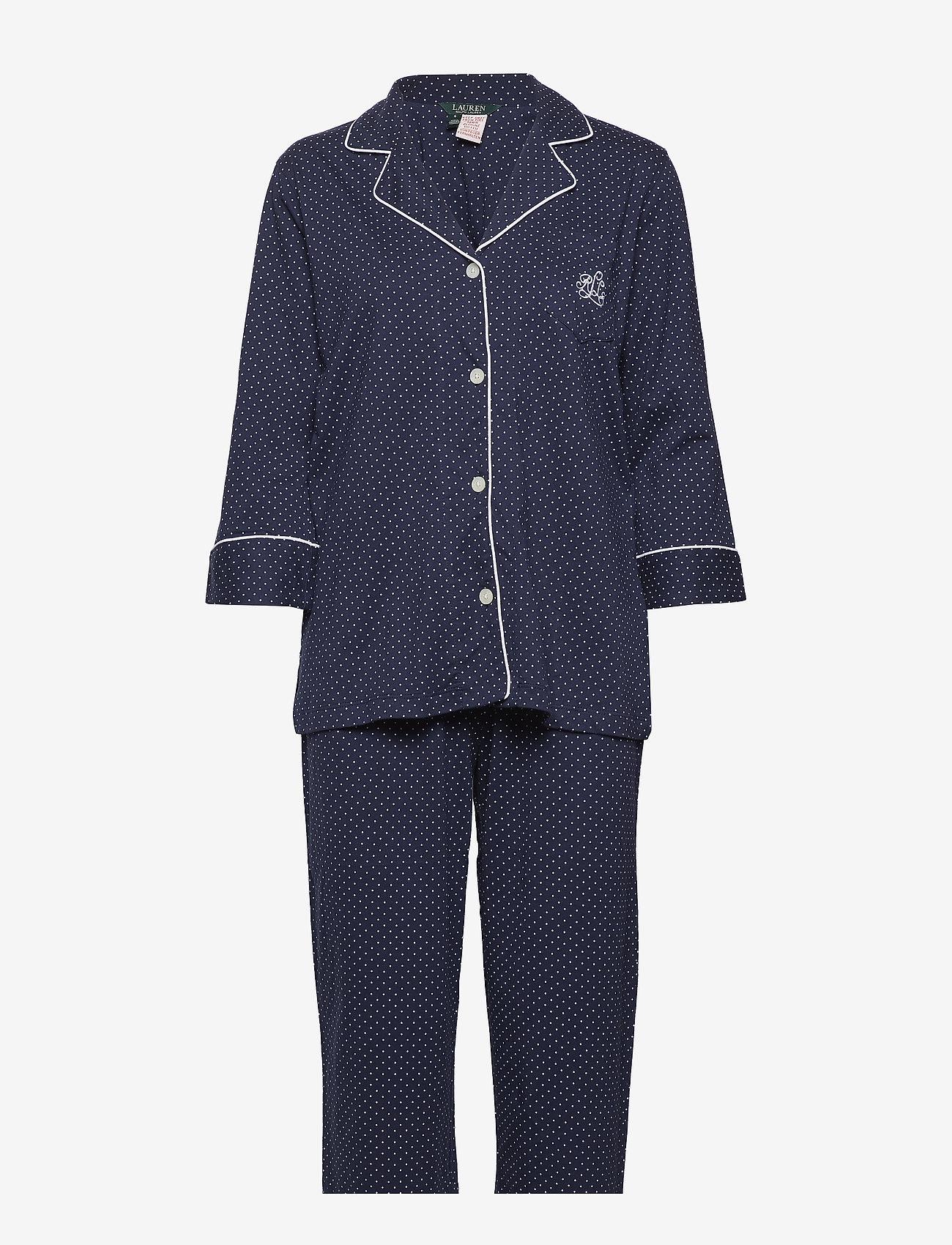 Lauren Ralph Lauren Homewear LRL HERITAGE 3/4 SL CLASSIC NOTCH PJ SET - Nattøj & Loungewear - WINDSOR NAVY/WHITE DOT / blue