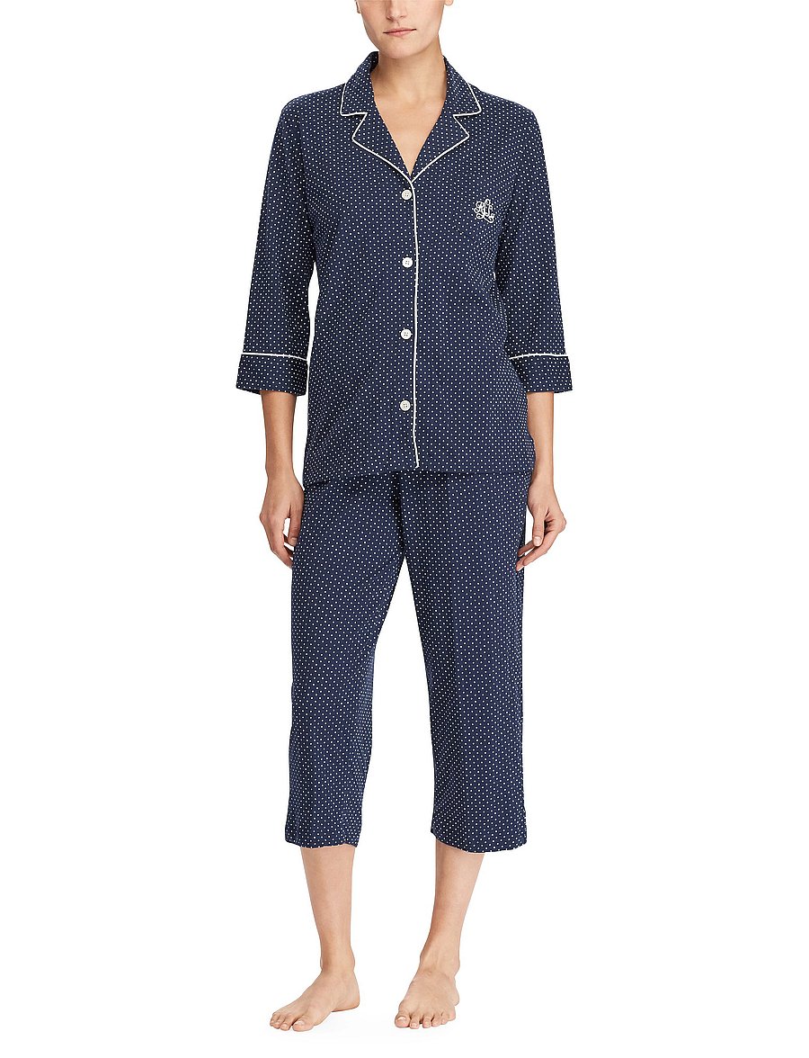 Lauren Ralph Lauren Homewear - LRL HERITAGE 3/4 SL CLASSIC NOTCH PJ SET - pyjamas - windsor navy/white dot - 0