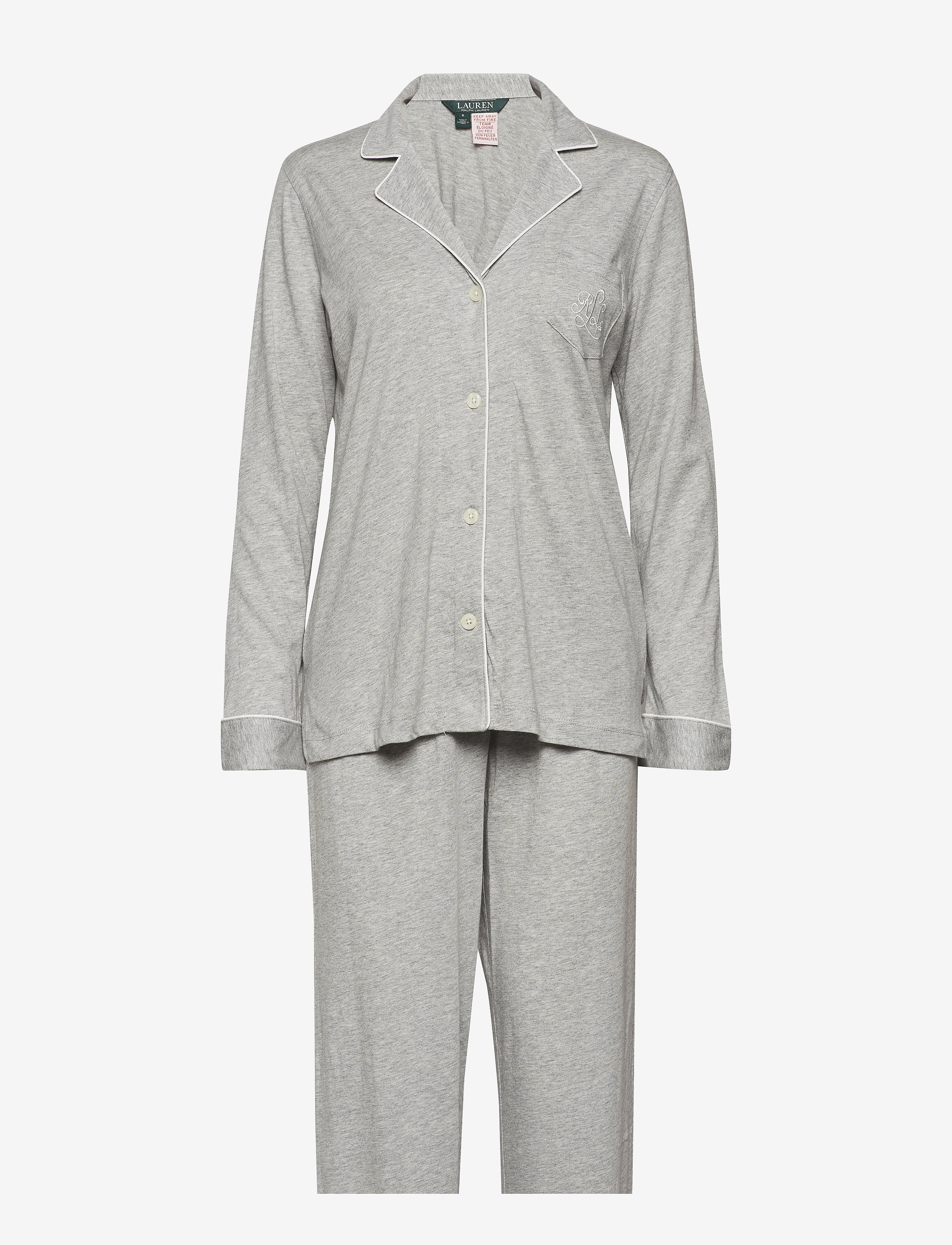 Lauren Ralph Lauren Homewear LRL HAMMOND KNIT COLLAR PJ SET - Unterwäsche - GREY HEATHER / grey