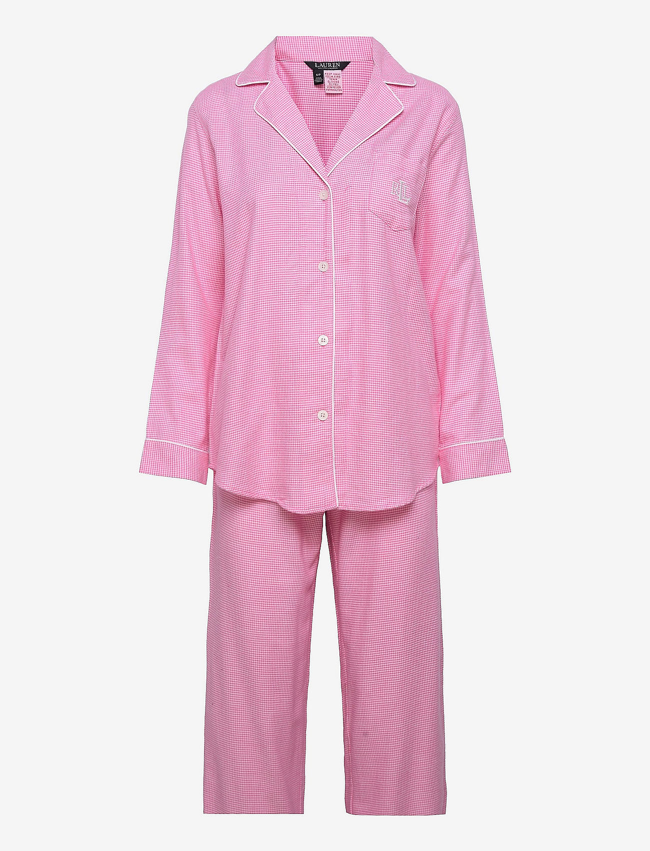 LRL L/S NOTCH COLLAR LONG PANT PJ SET - PINK CHECK