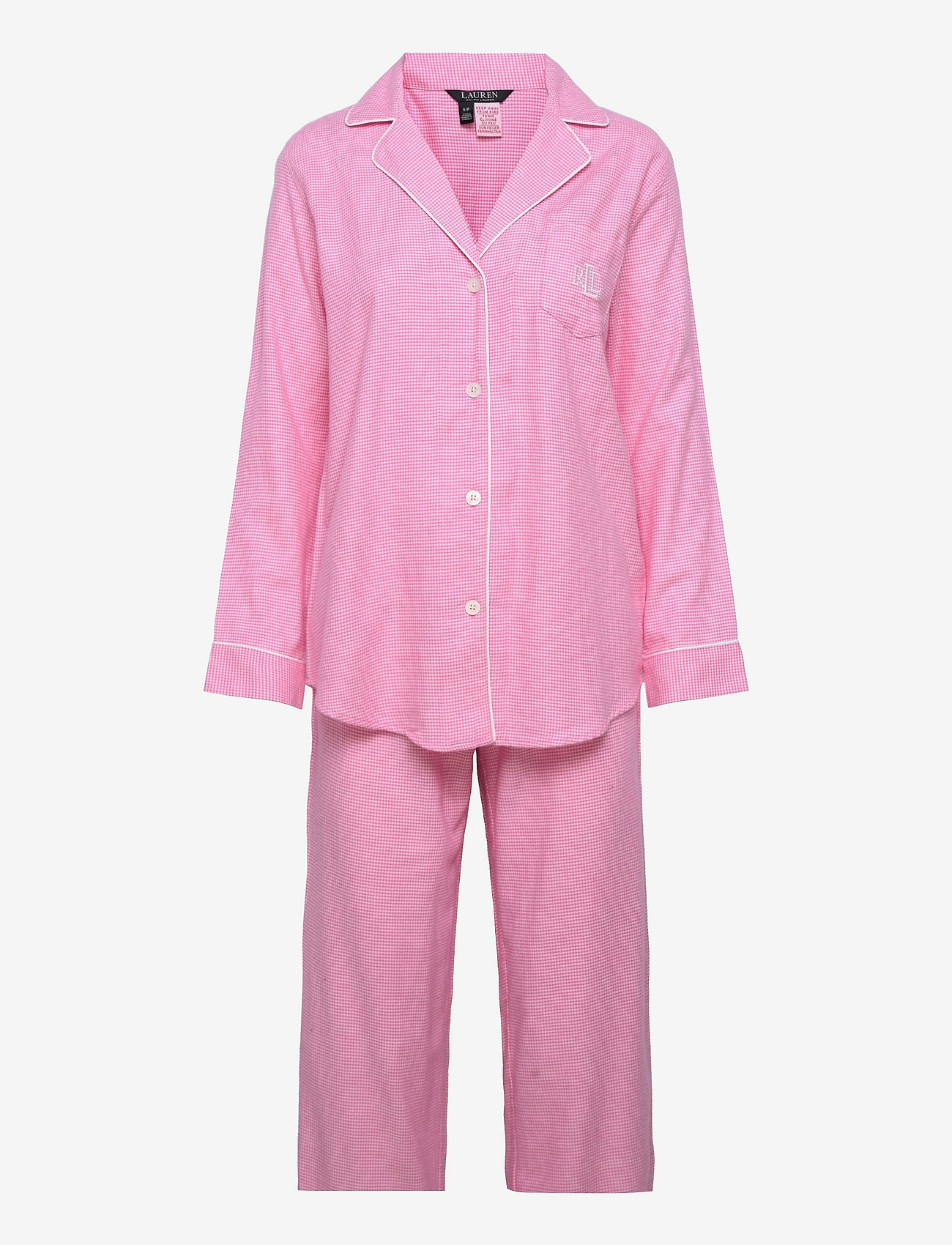 Lauren Ralph Lauren Homewear - LRL L/S NOTCH COLLAR LONG PANT PJ SET - pink check - 0