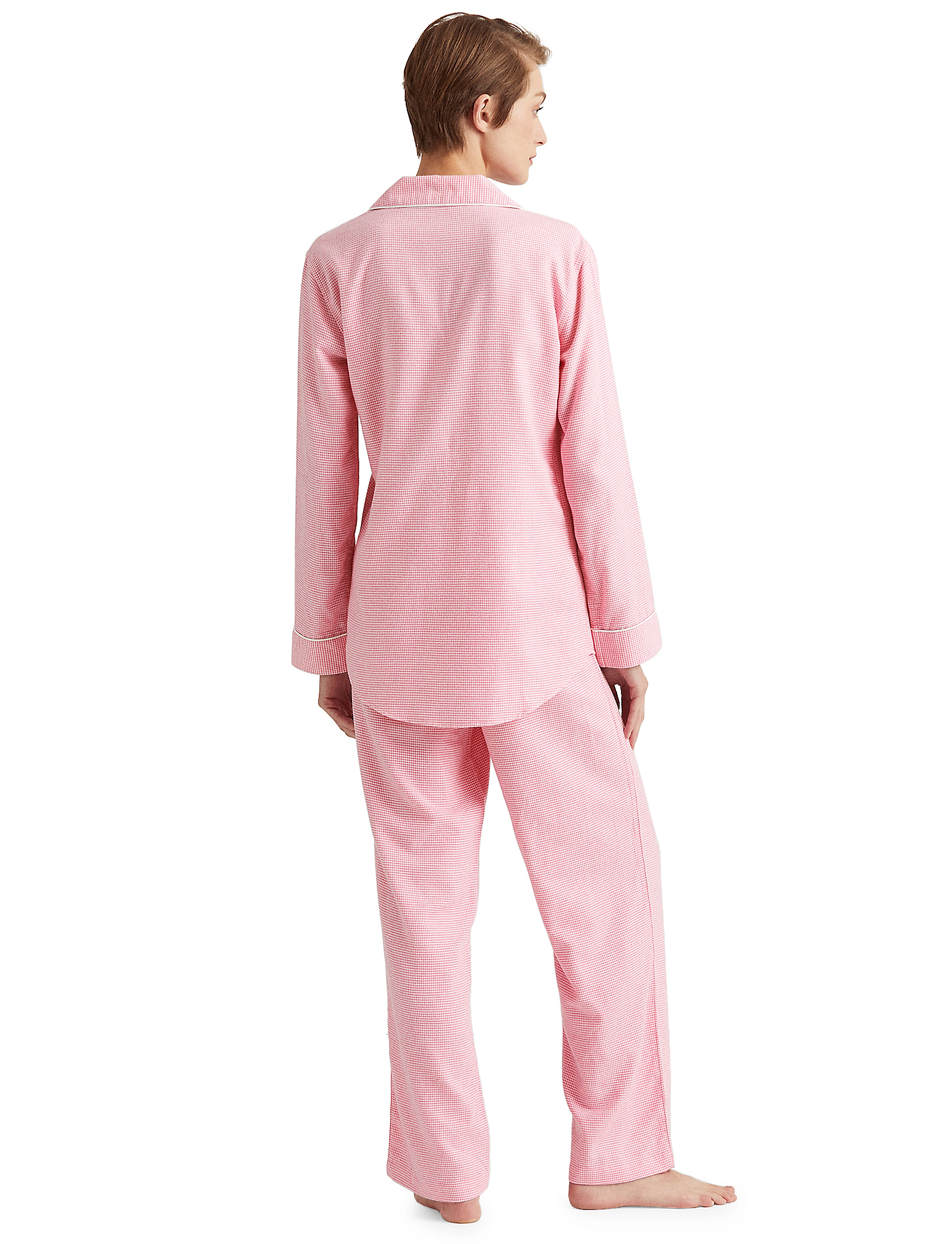 Lauren Ralph Lauren Homewear - LRL L/S NOTCH COLLAR LONG PANT PJ SET - pink check - 5