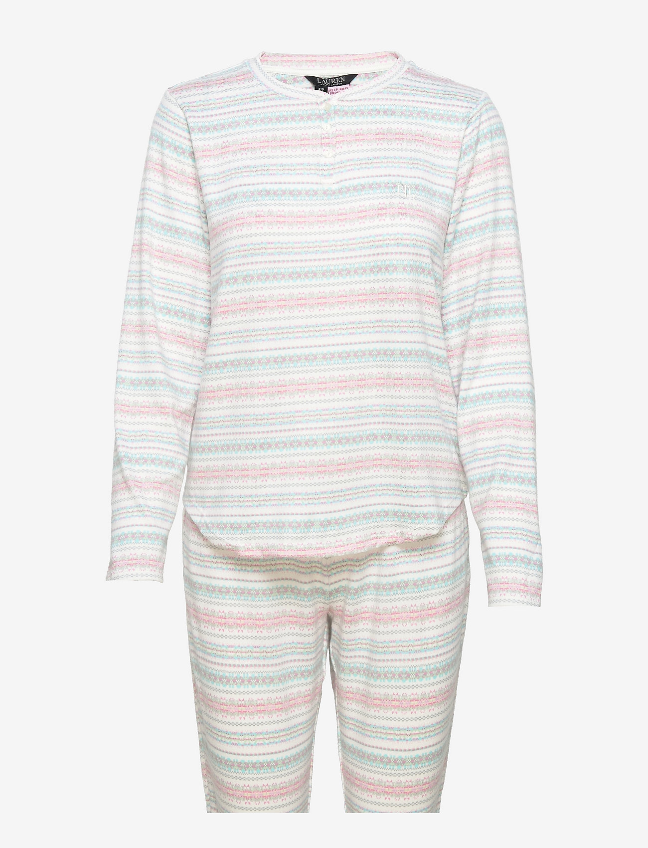 Lauren Ralph Lauren Homewear - LRL L/S HENLEY JOGGER PANT PJ SET - ivory pt - 0