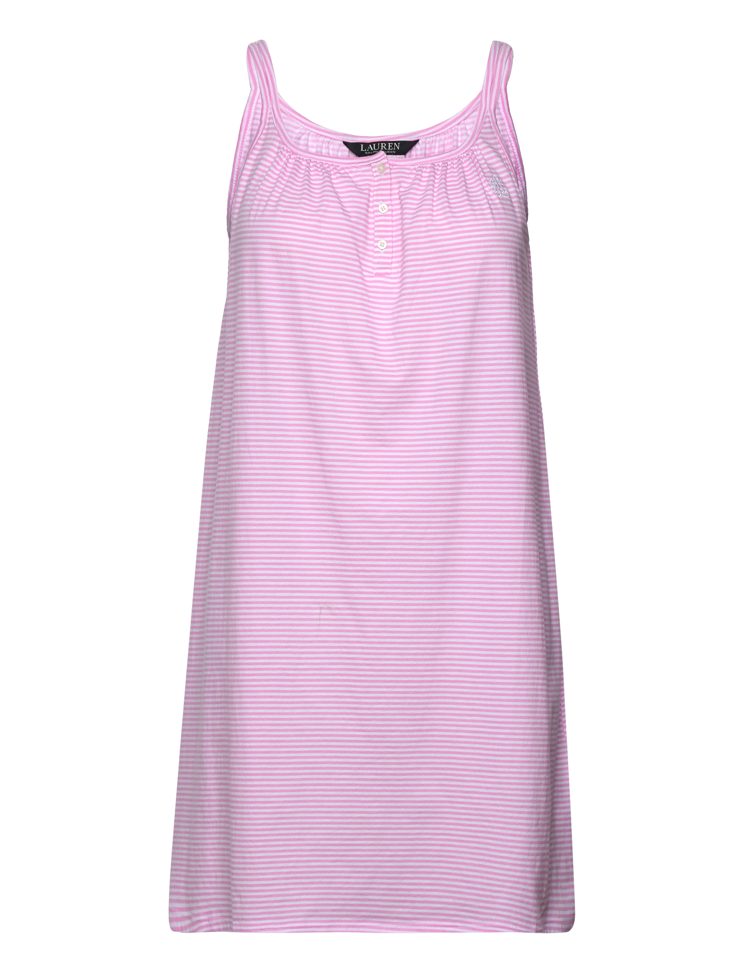 Lauren Ralph Lauren Homewear LRL Double strap button gown - Basics - PINK STRIPE / pink/rose