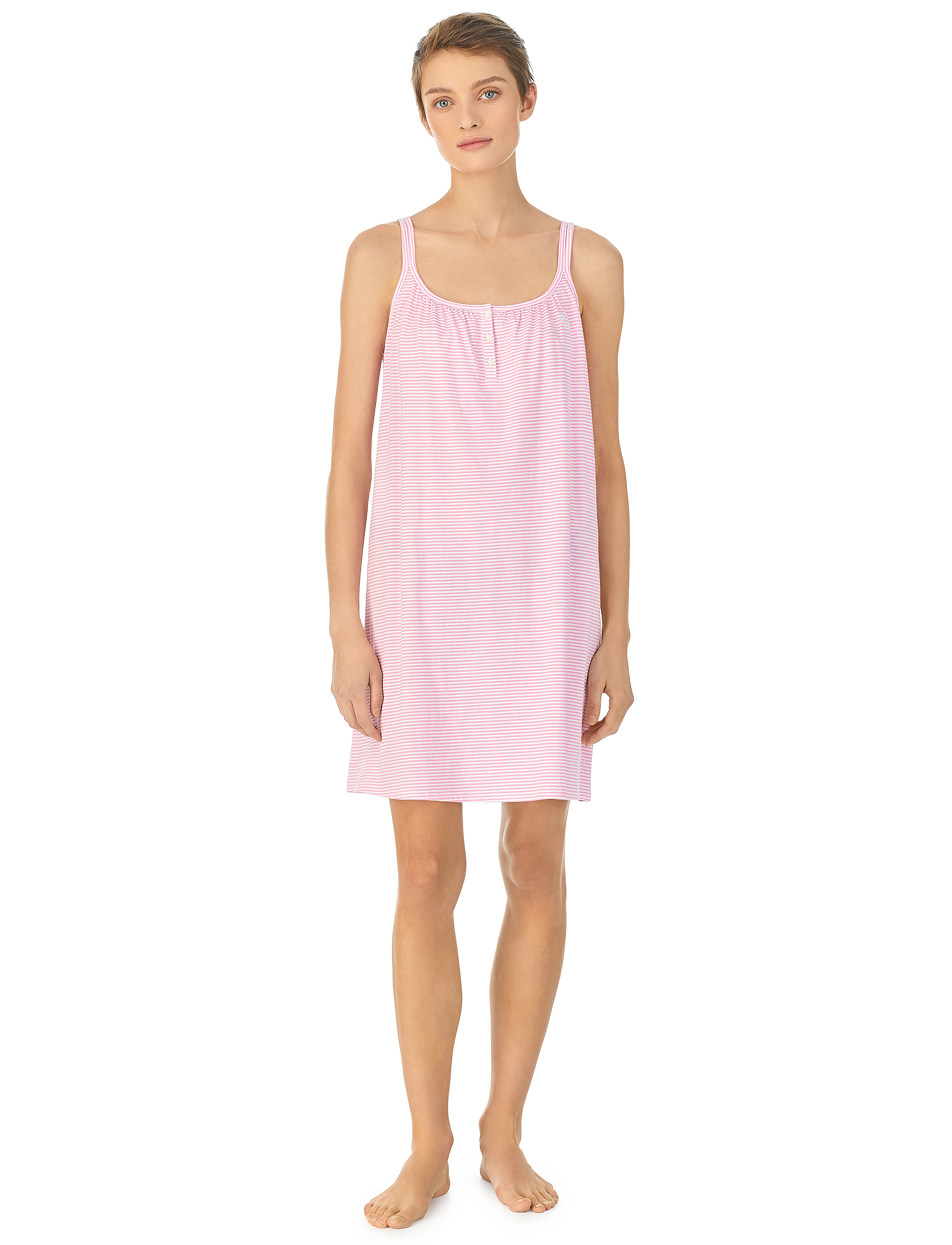 Lauren Ralph Homewear Lrl Double Strap Button Gown, XS, Night & Loungewear, Rosa - Nightdresses, Frauen