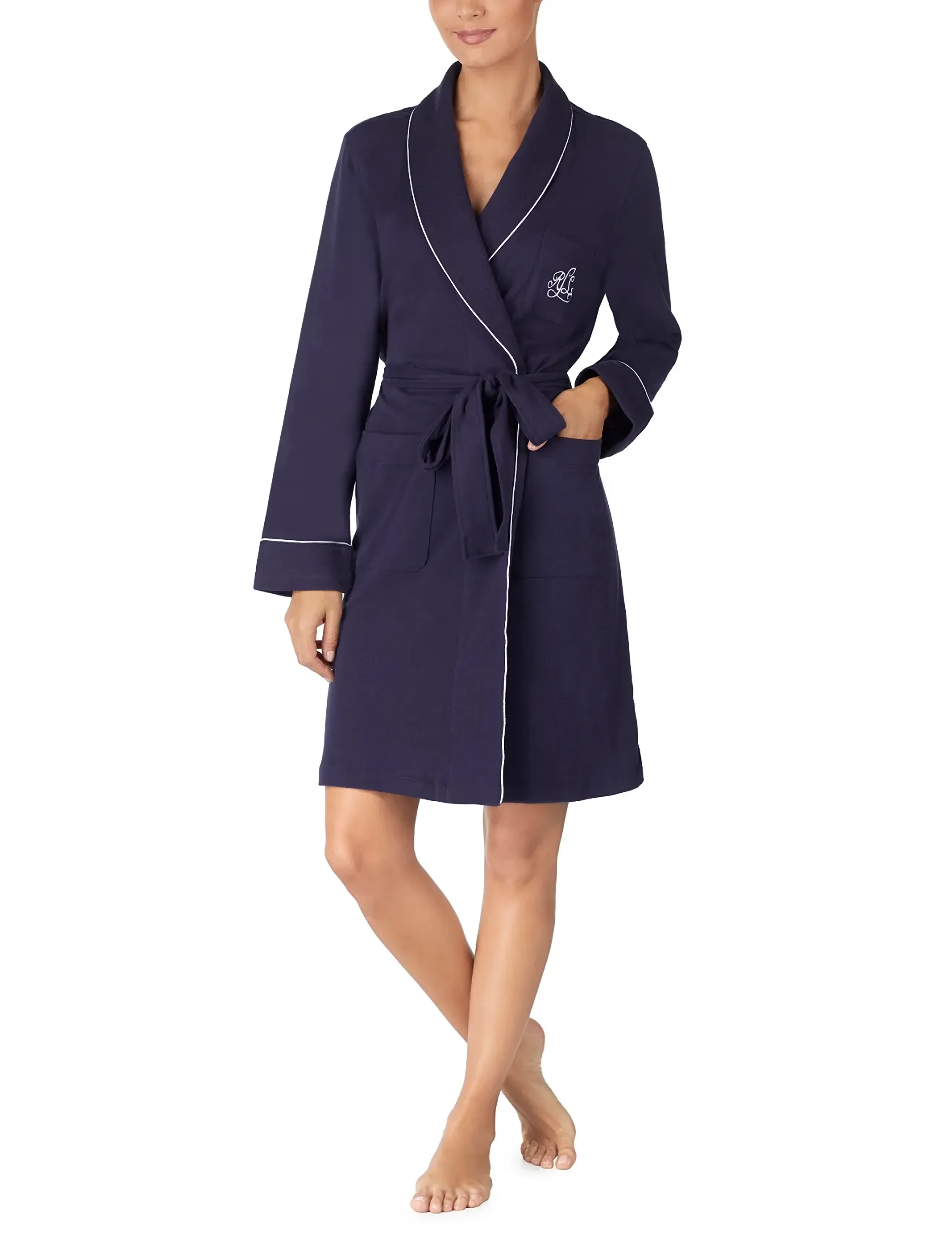 Lauren Ralph Lauren Homewear - LRL Essential quilted collar robe - hommikumantlid - navy windsor - 0